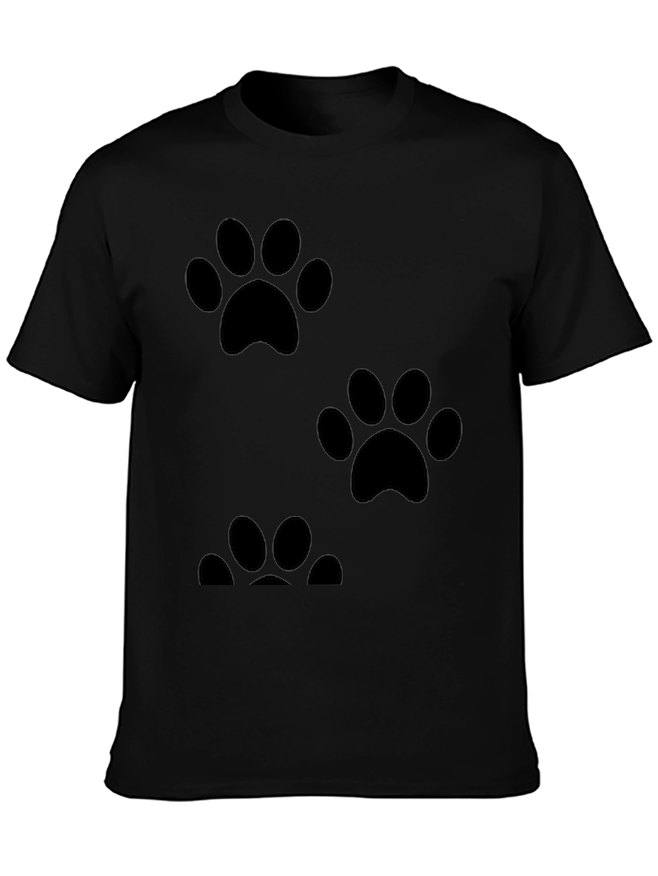 Paw Print Graphic Tee - Casual Black T-Shirt