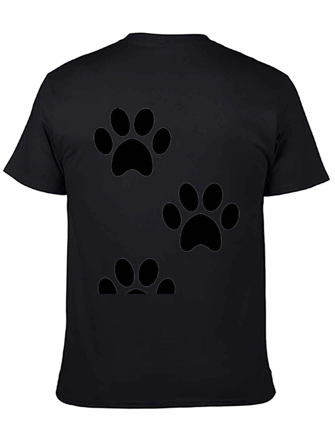Paw Print Graphic Tee - Casual Black T-Shirt