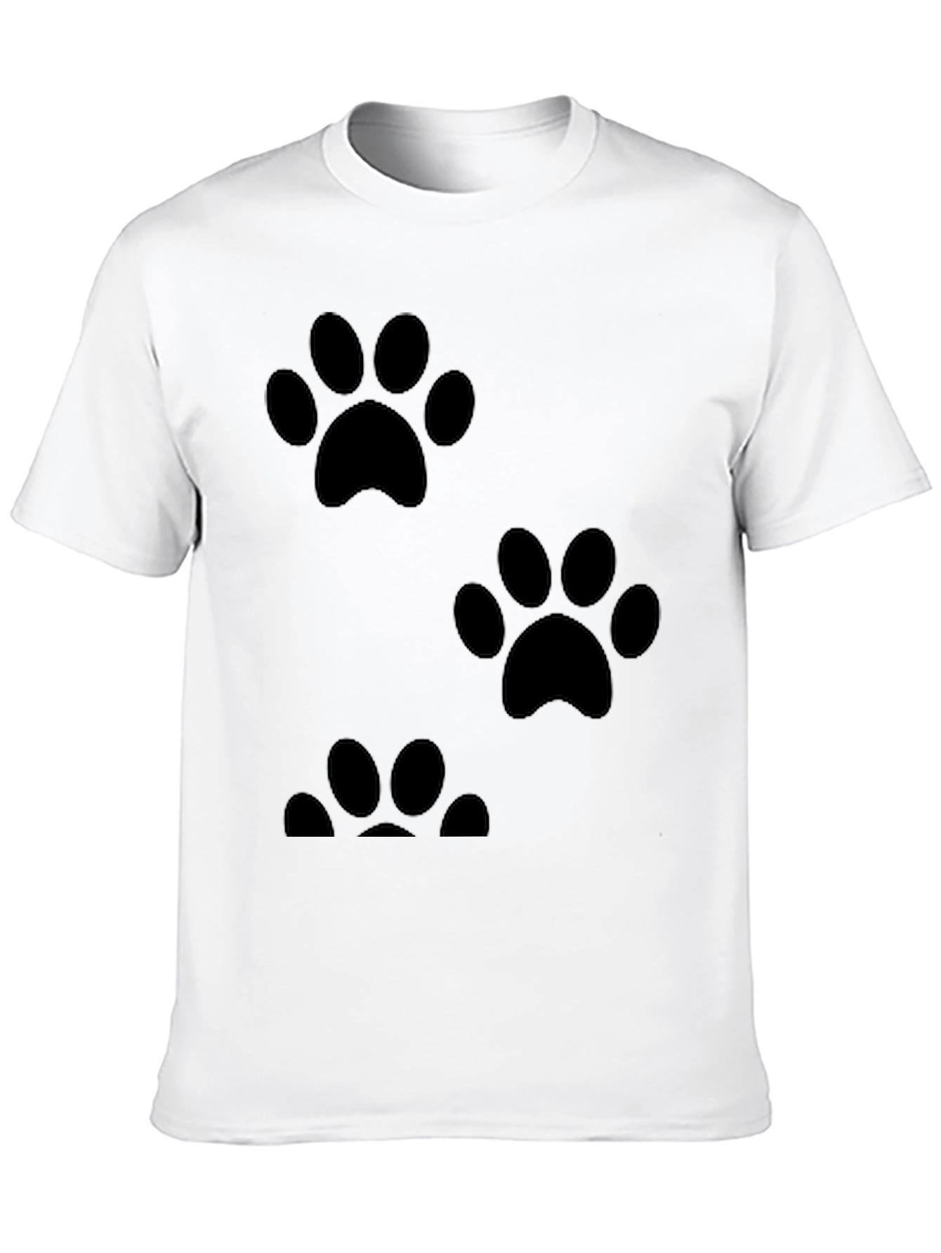 Paw Print Graphic Tee - Casual Black T-Shirt