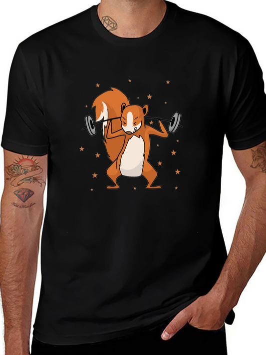 Squirrel Lifting Weights Graphic T-Shirt
