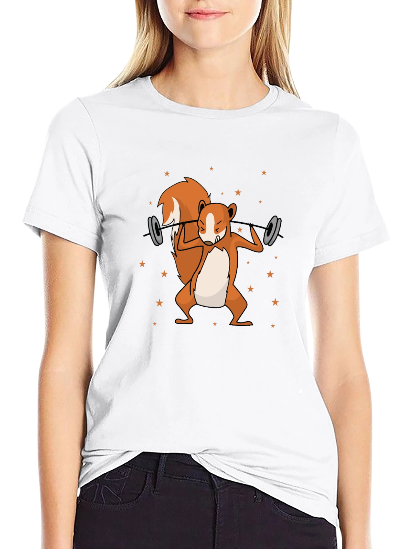 Squirrel Lifting Weights Graphic T-Shirt