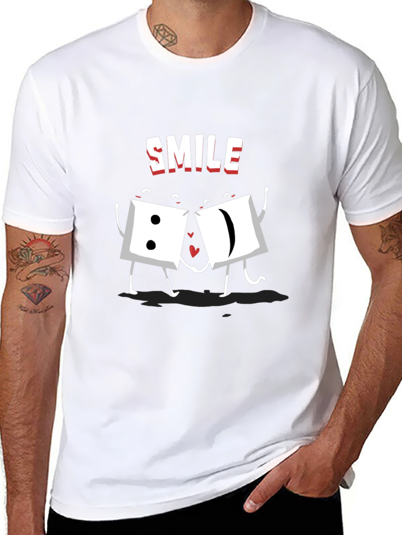 Smile Dice Graphic Tee - Black Cotton T-Shirt