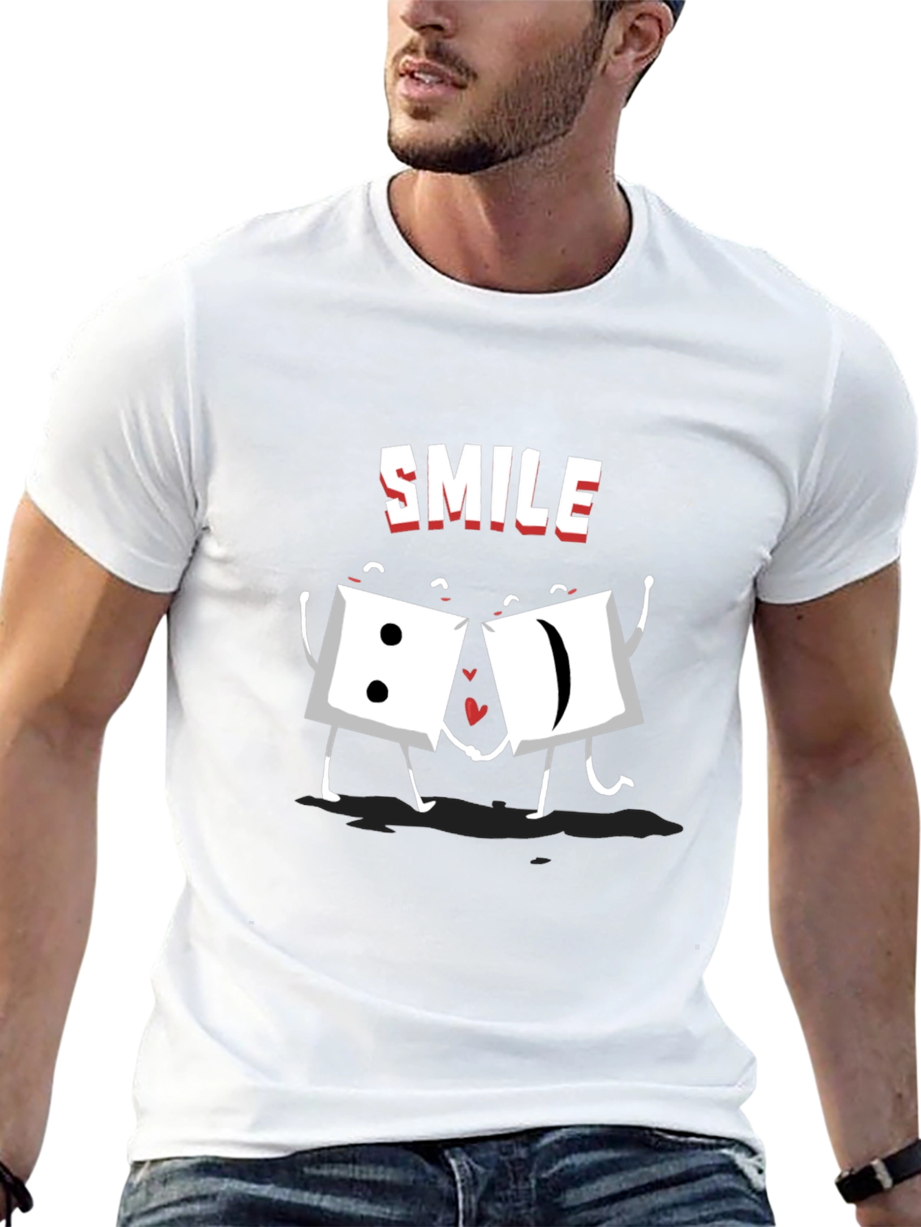 Smile Dice Graphic Tee - Black Cotton T-Shirt