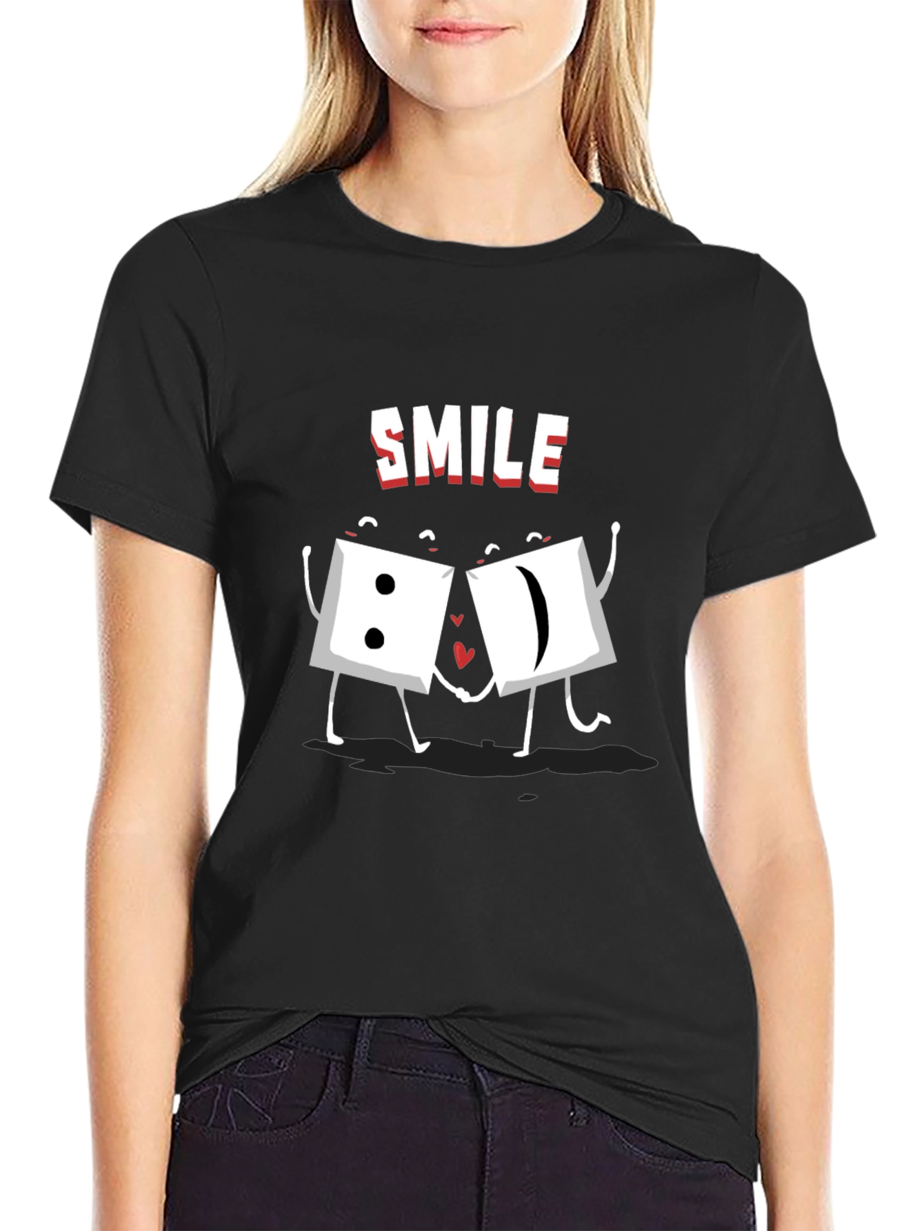 Smile Dice Graphic Tee - Black Cotton T-Shirt