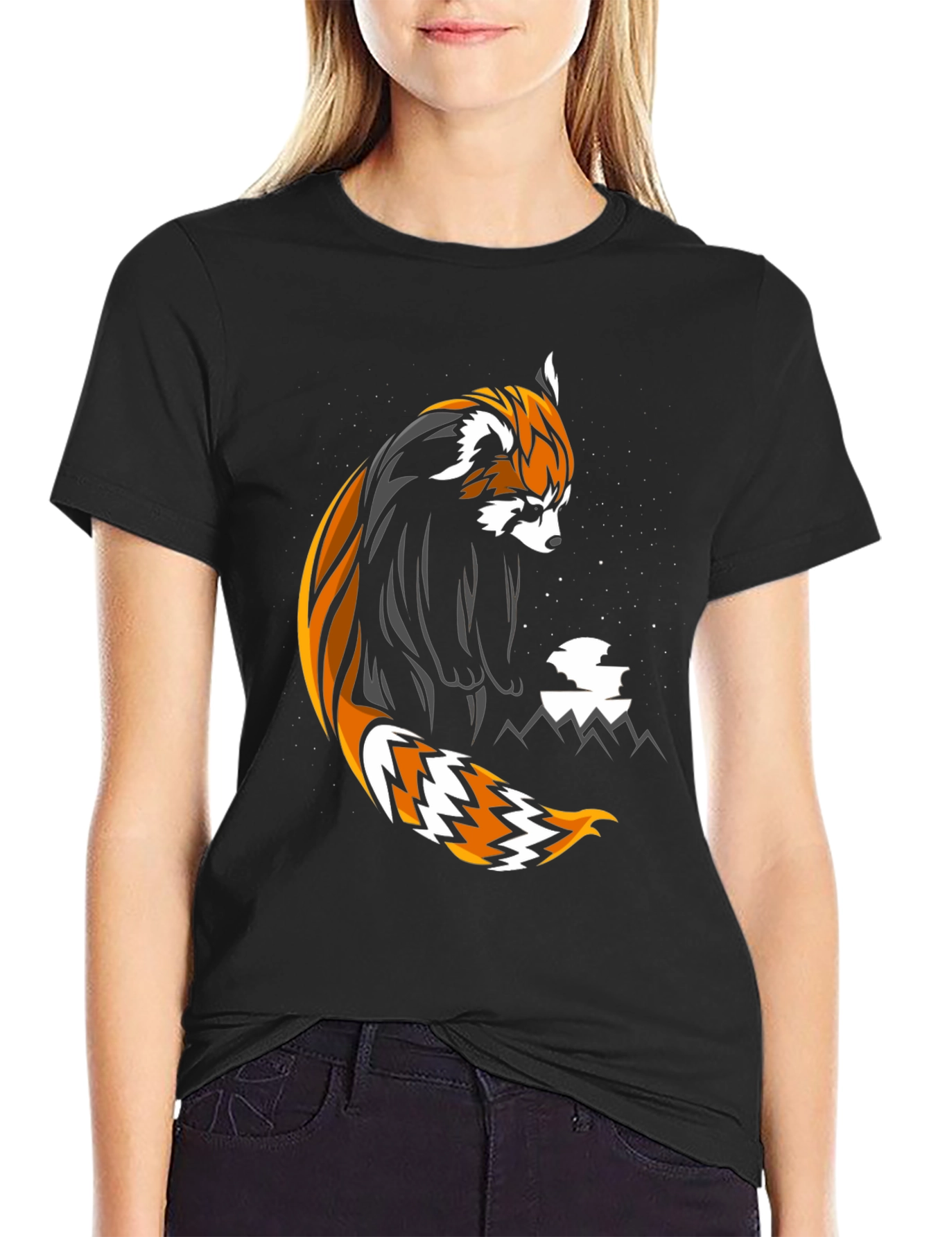 Red Panda Graphic Tee - Stylish Black T-Shirt