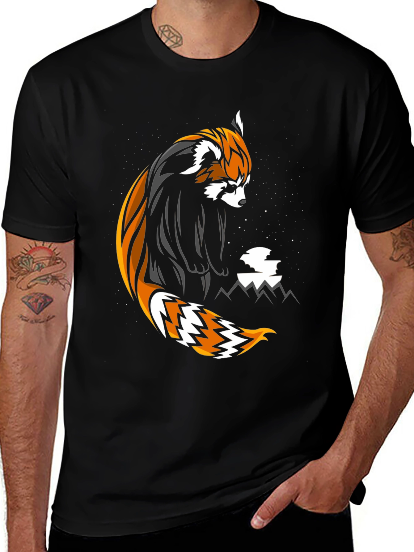 Red Panda Graphic Tee - Stylish Black T-Shirt