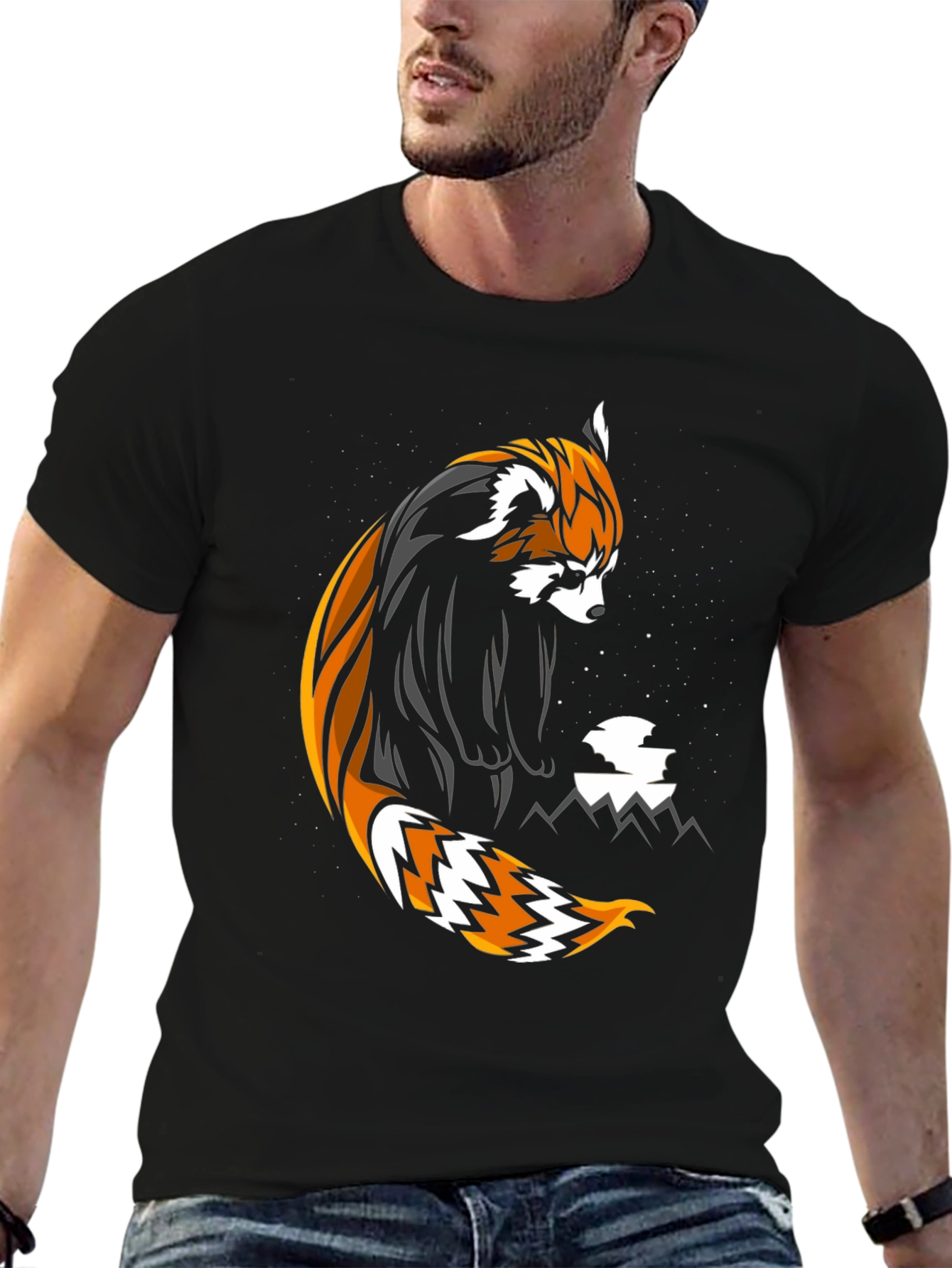 Red Panda Graphic Tee - Stylish Black T-Shirt