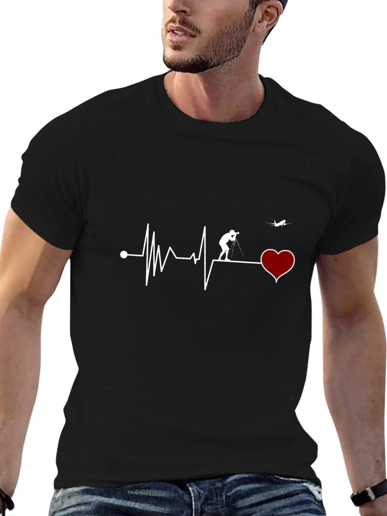 Heartbeat Photographer T-Shirt - Black