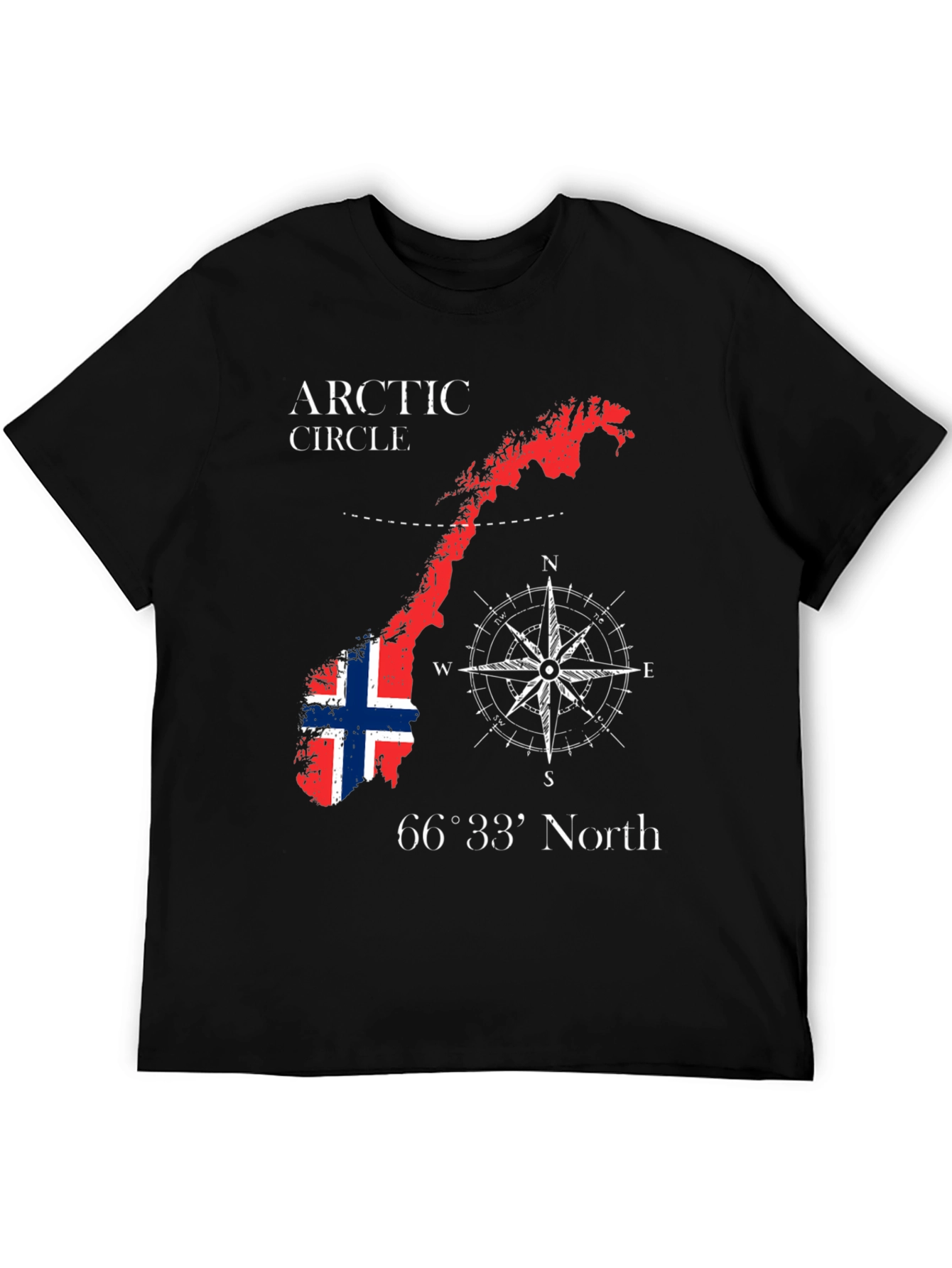 Norway Arctic Circle Black Graphic T-Shirt