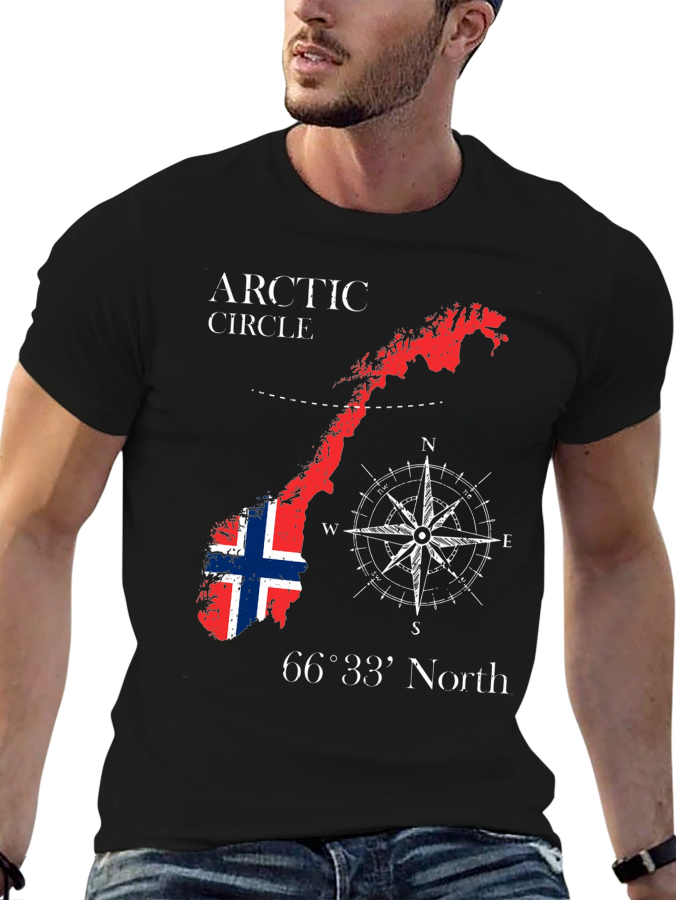 Norway Arctic Circle Black Graphic T-Shirt