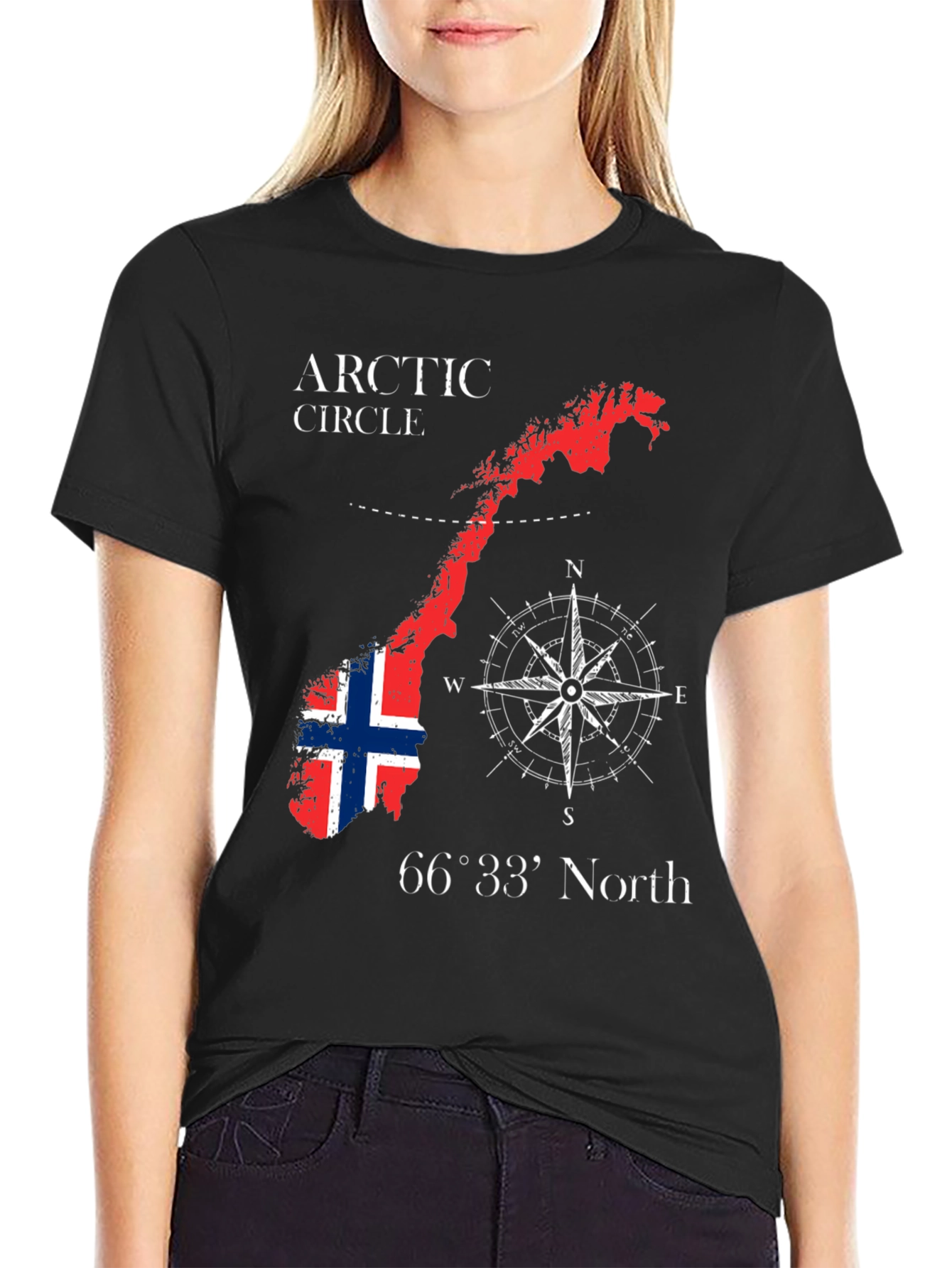 Norway Arctic Circle Black Graphic T-Shirt