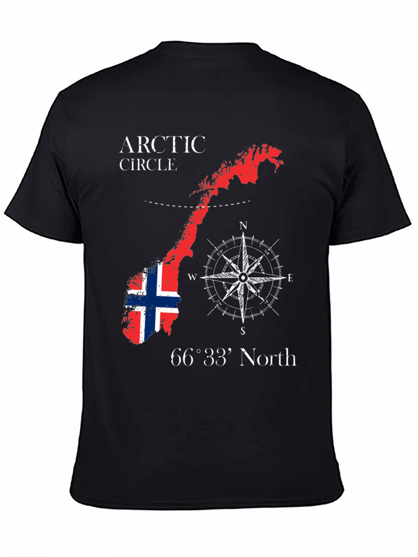 Norway Arctic Circle Black Graphic T-Shirt