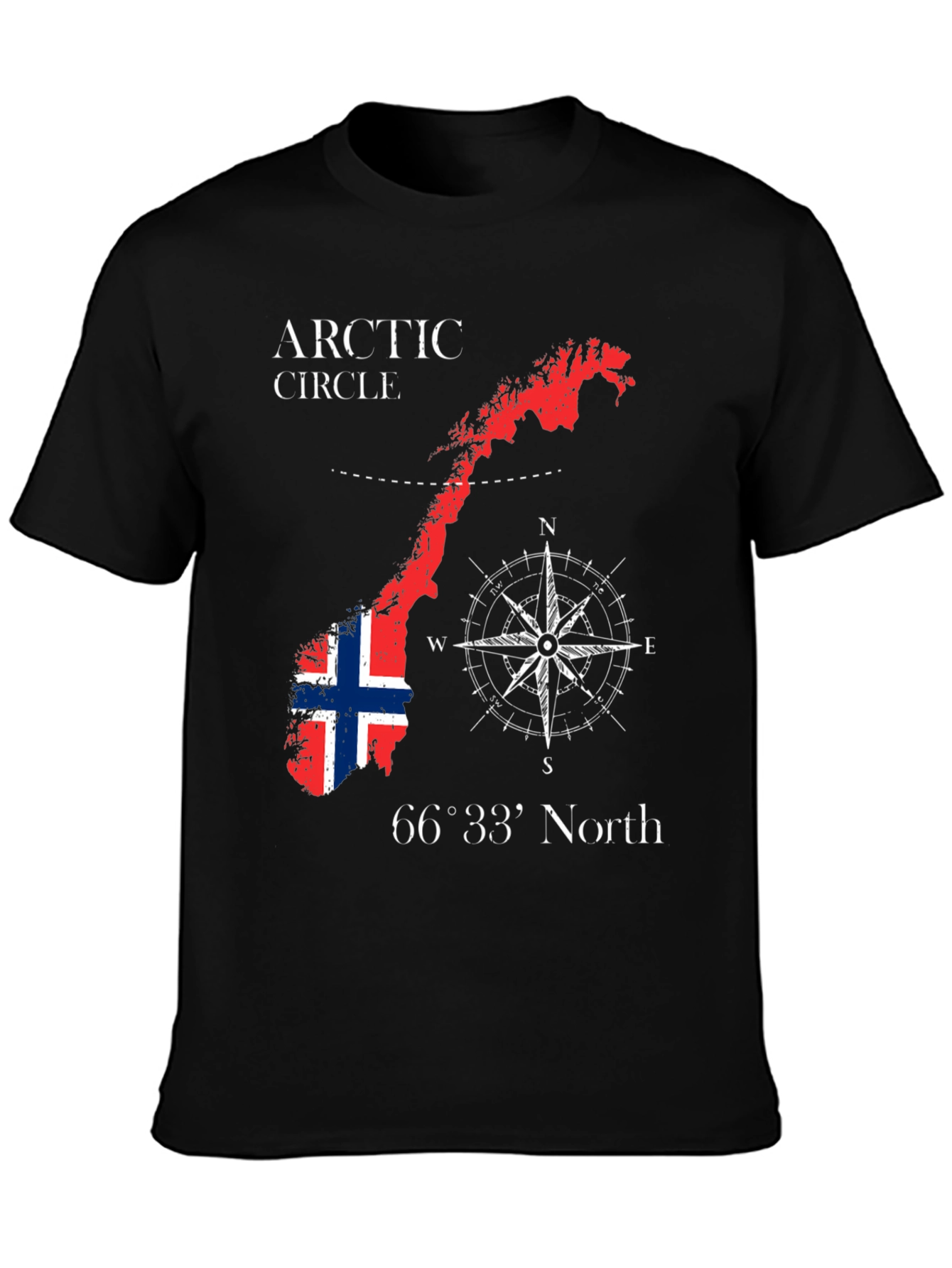 Norway Arctic Circle Black Graphic T-Shirt