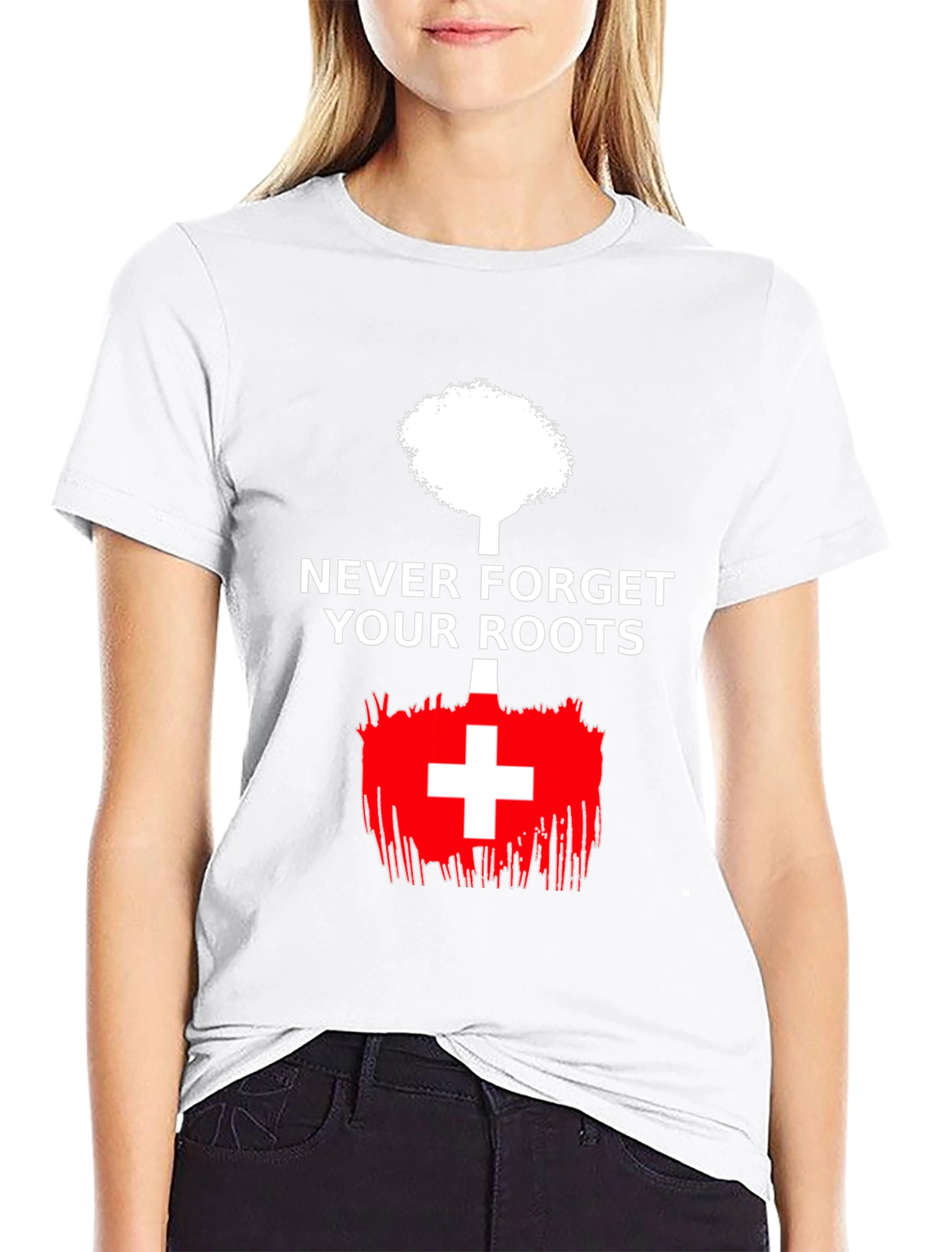 Never Forget Roots Tree Swiss Flag T-Shirt