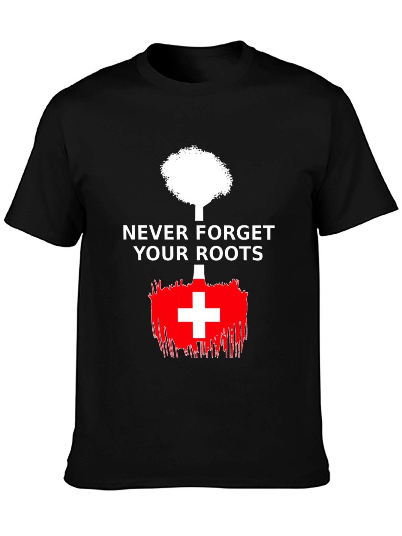 Never Forget Roots Tree Swiss Flag T-Shirt