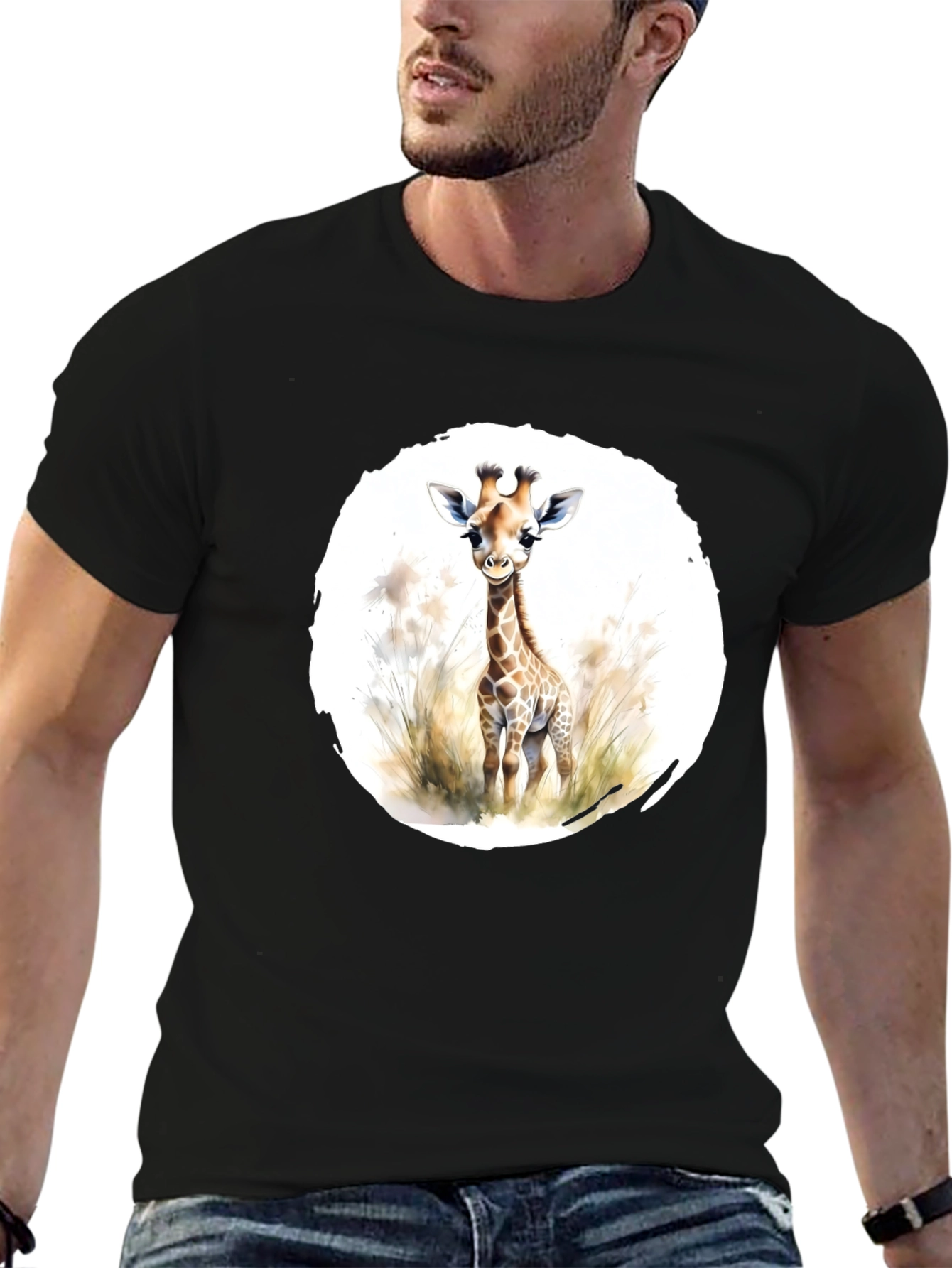 Giraffe Graphic Tee - Unisex Black T-Shirt