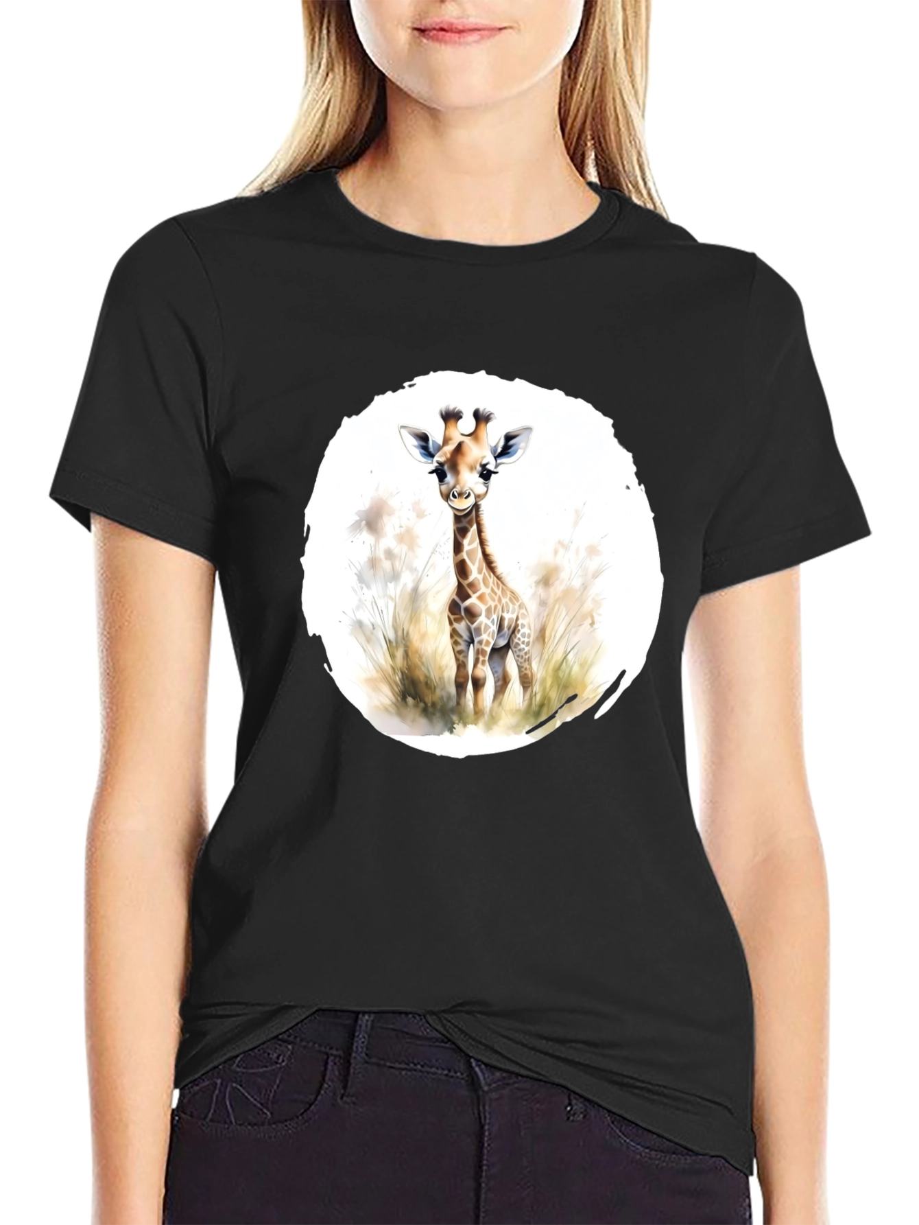 Giraffe Graphic Tee - Unisex Black T-Shirt