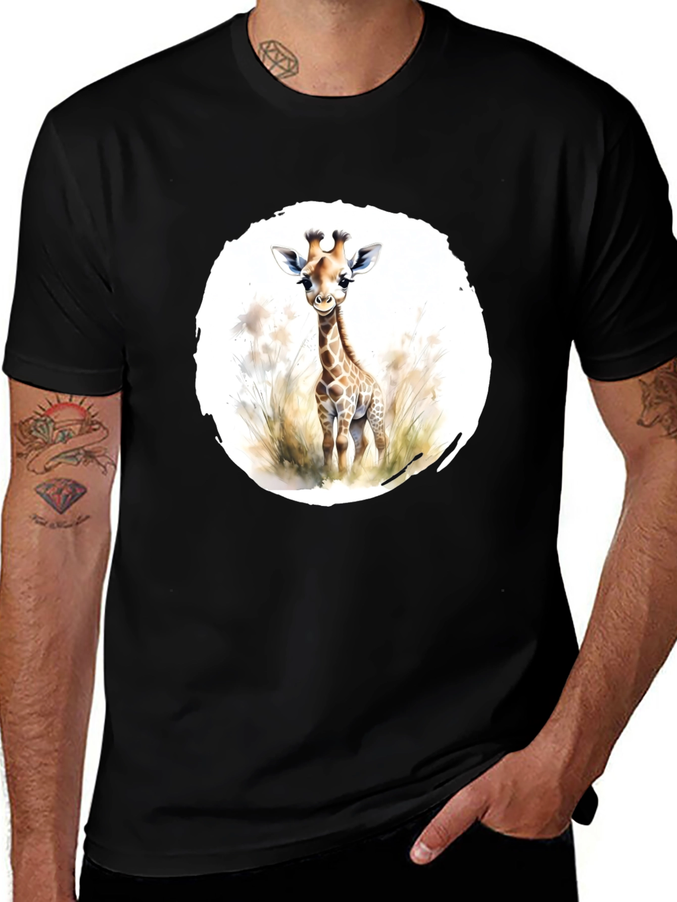 Giraffe Graphic Tee - Unisex Black T-Shirt