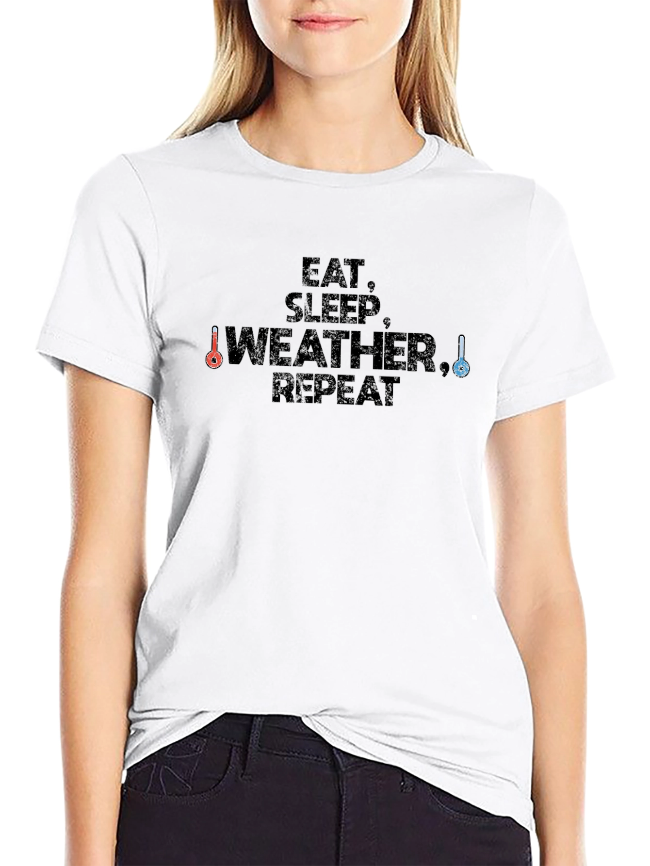 Eat Sleep Weather Repeat Black T-Shirt