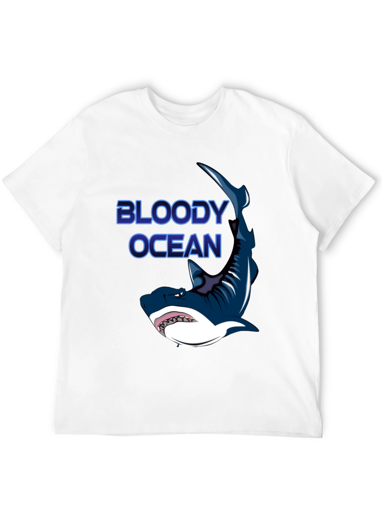 Bloody Ocean Shark Graphic Black T-Shirt