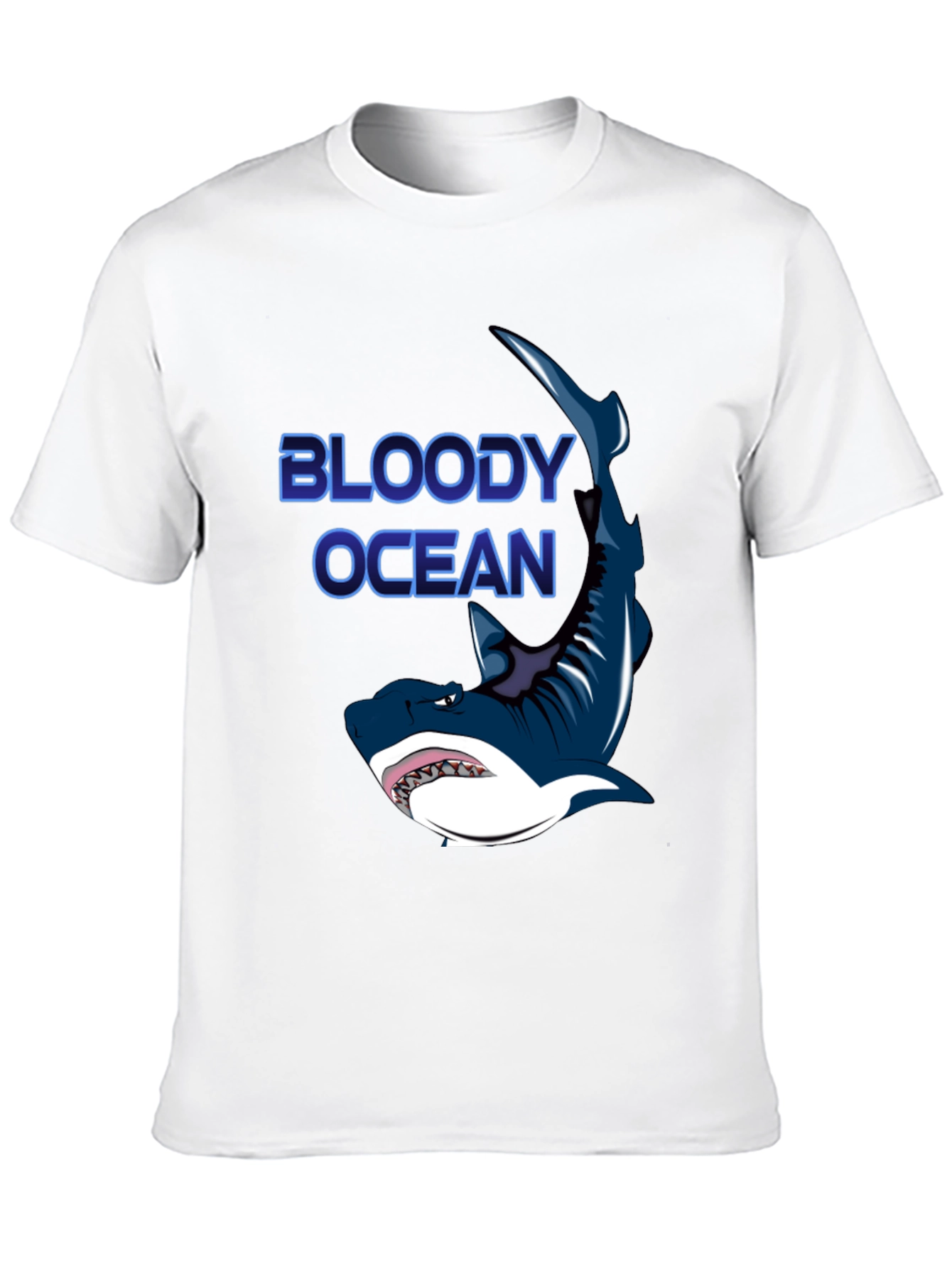 Bloody Ocean Shark Graphic Black T-Shirt