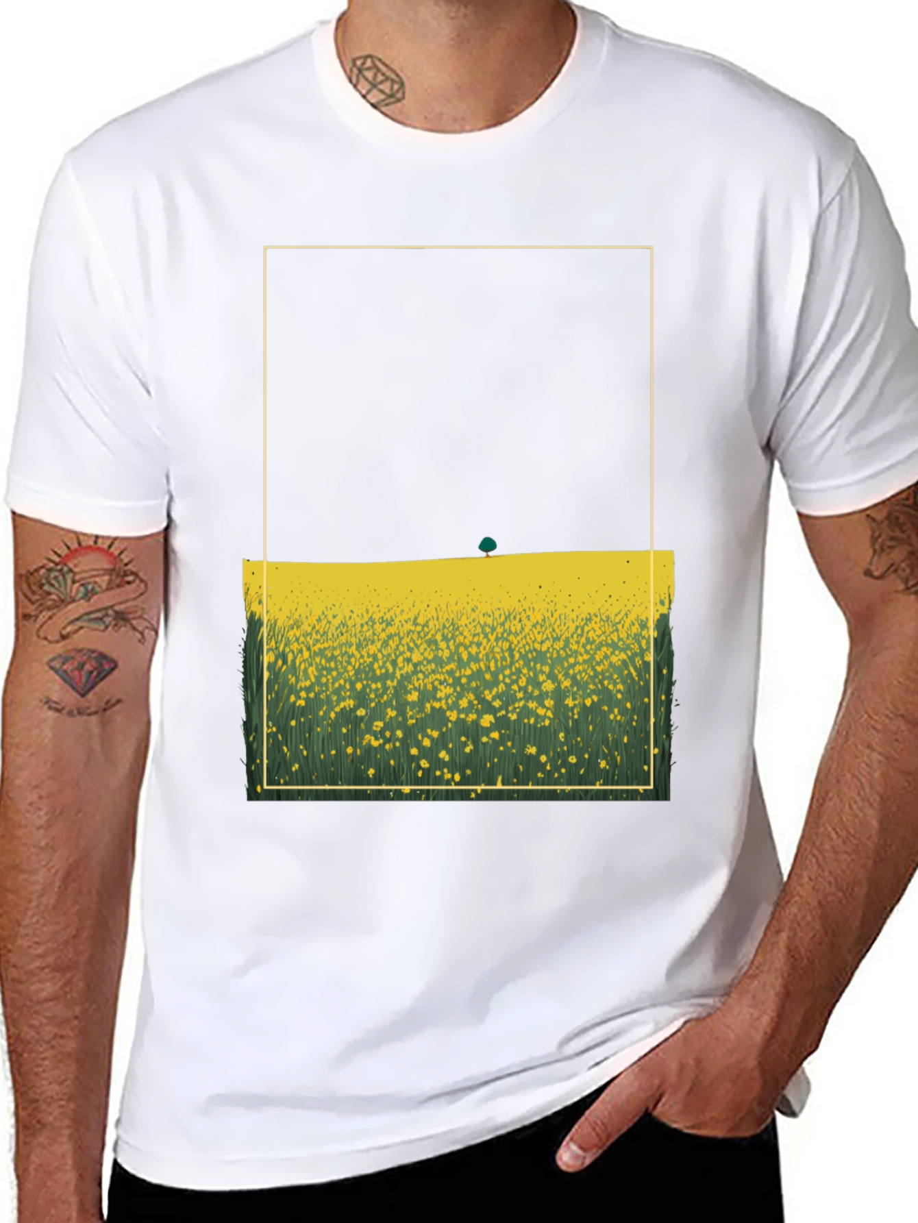 Floral Field Graphic Tee - Black