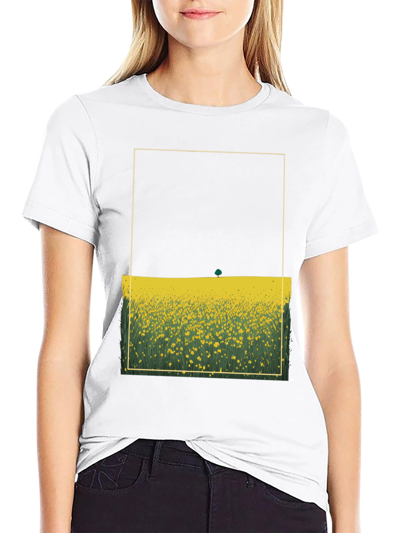 Floral Field Graphic Tee - Black
