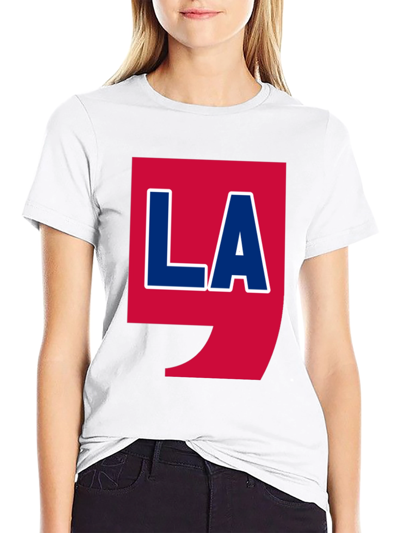 LA Graphic T-Shirt - Bold Red & Blue Design