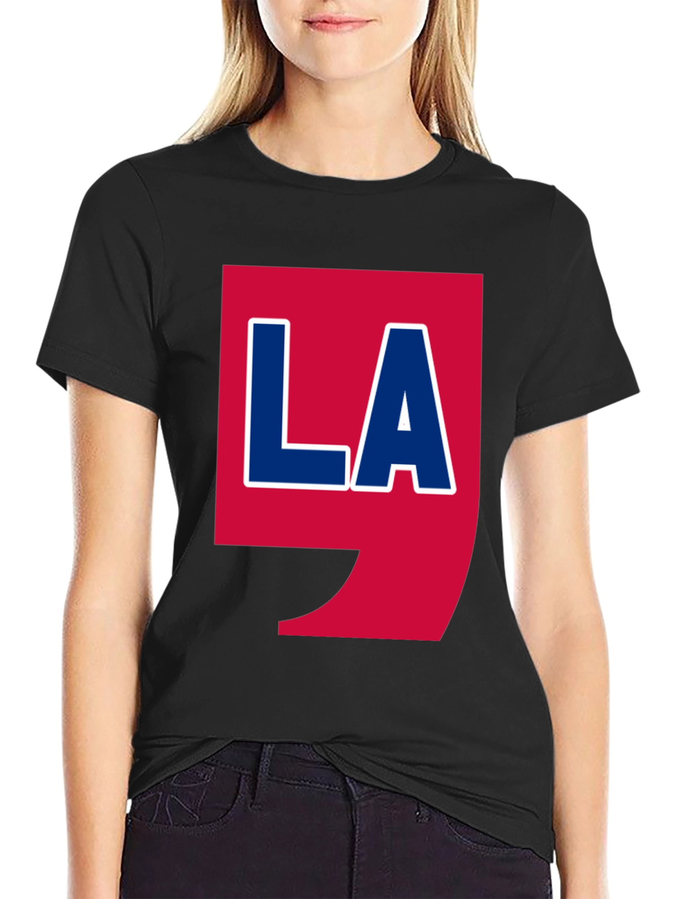 LA Graphic T-Shirt - Bold Red & Blue Design