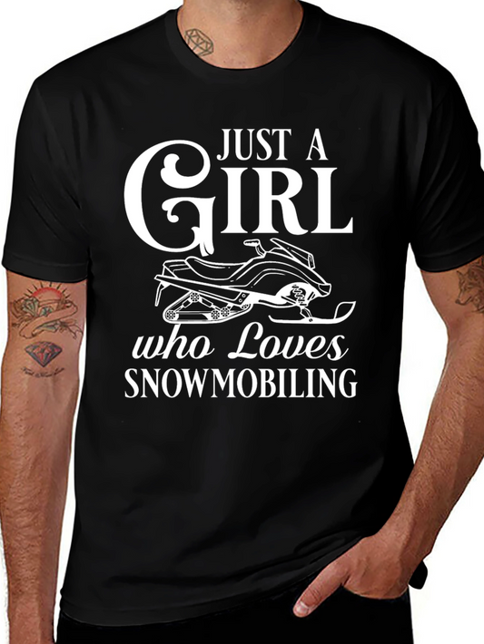 Just A Girl Who Loves Snowmobiling Black T-Shirt