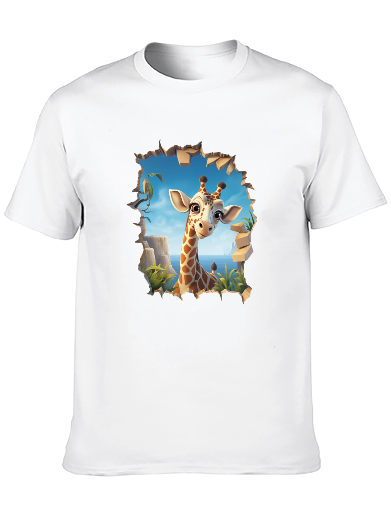 Giraffe Graphic Print Black T-Shirt