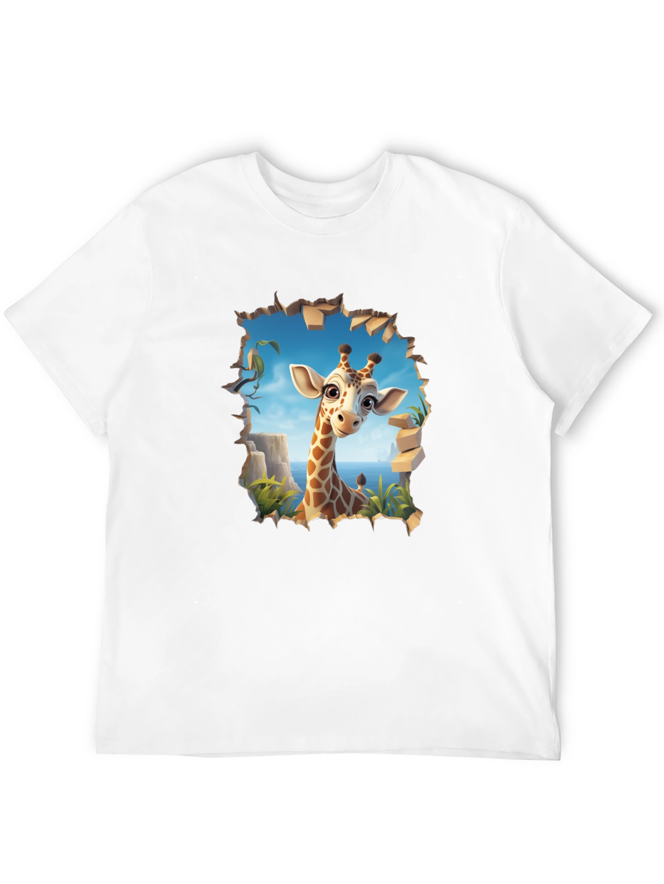 Giraffe Graphic Print Black T-Shirt