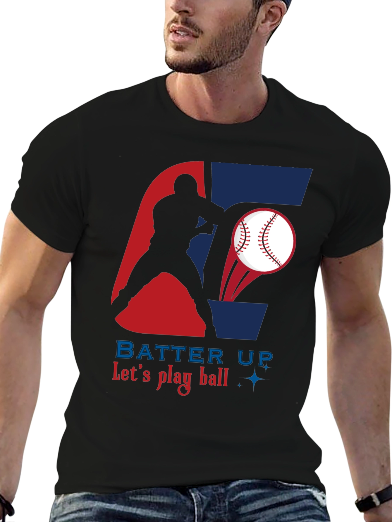 Batter Up Baseball Graphic Tee - Black