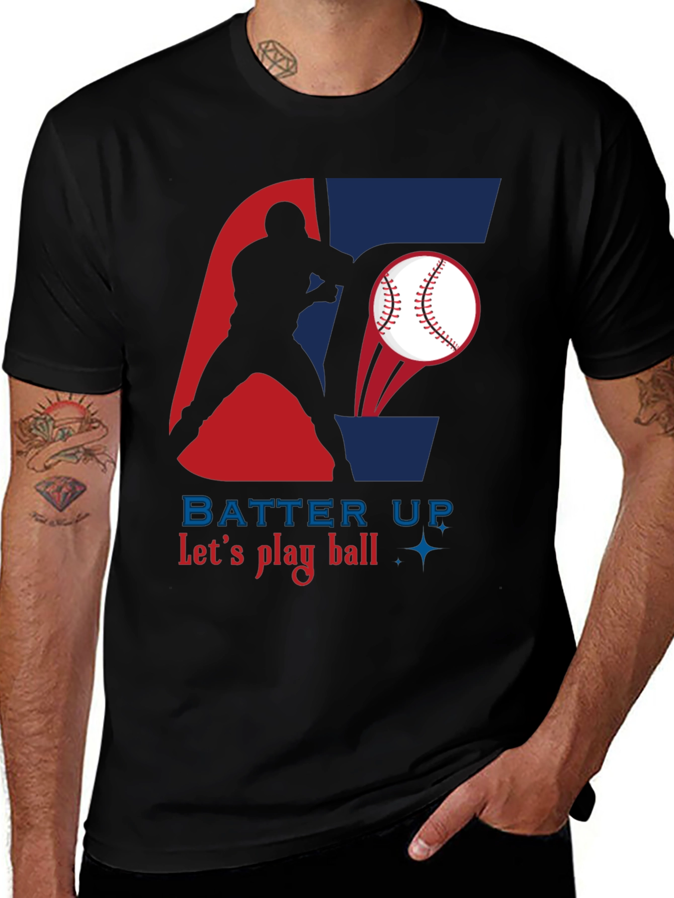 Batter Up Baseball Graphic Tee - Black