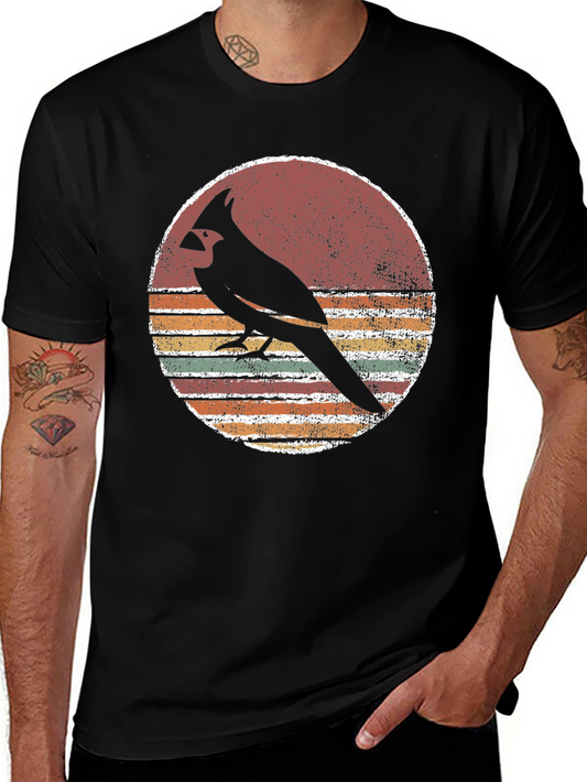 Retro Cardinal Bird Graphic T-Shirt