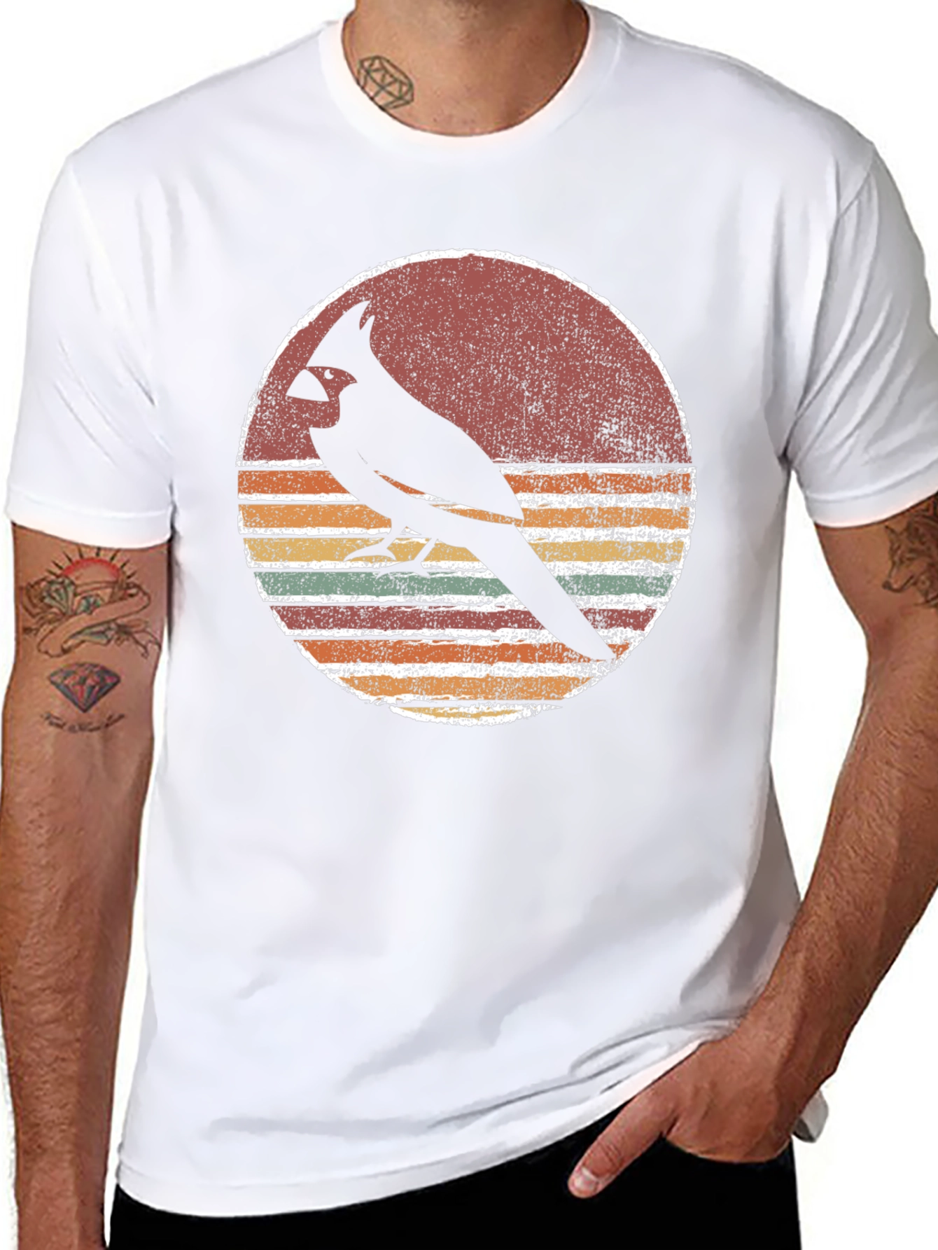 Retro Cardinal Bird Graphic T-Shirt