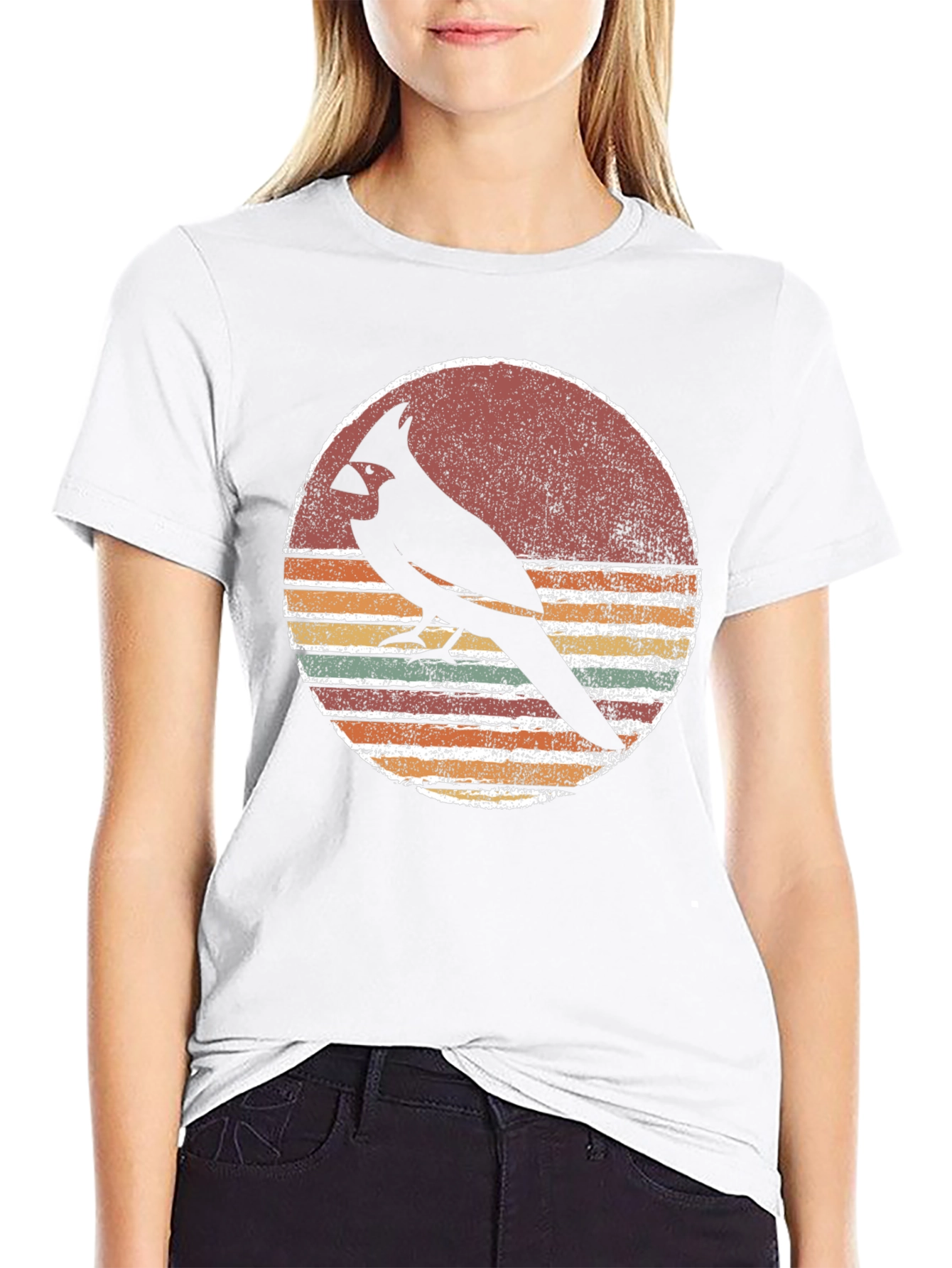 Retro Cardinal Bird Graphic T-Shirt