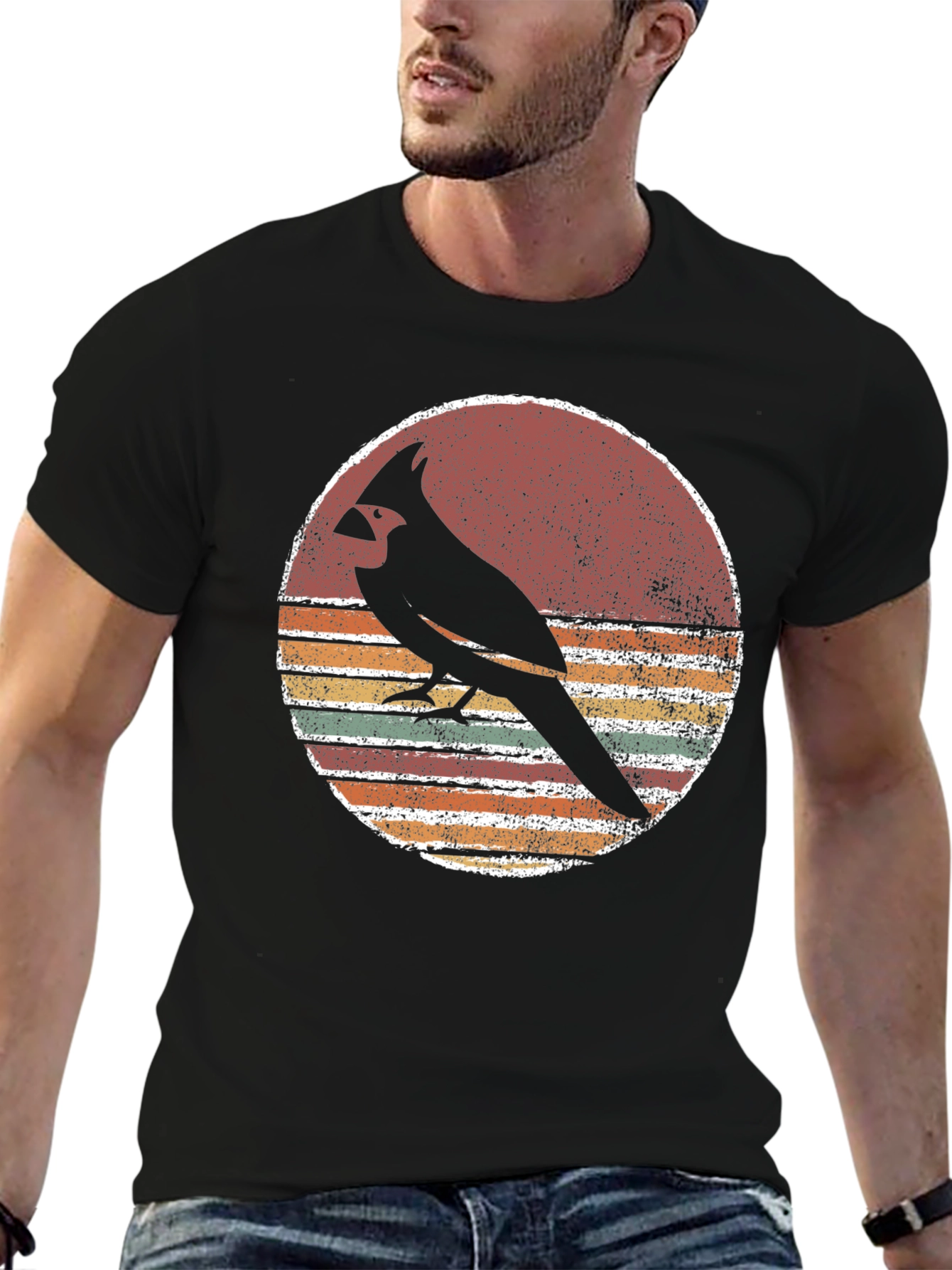 Retro Cardinal Bird Graphic T-Shirt