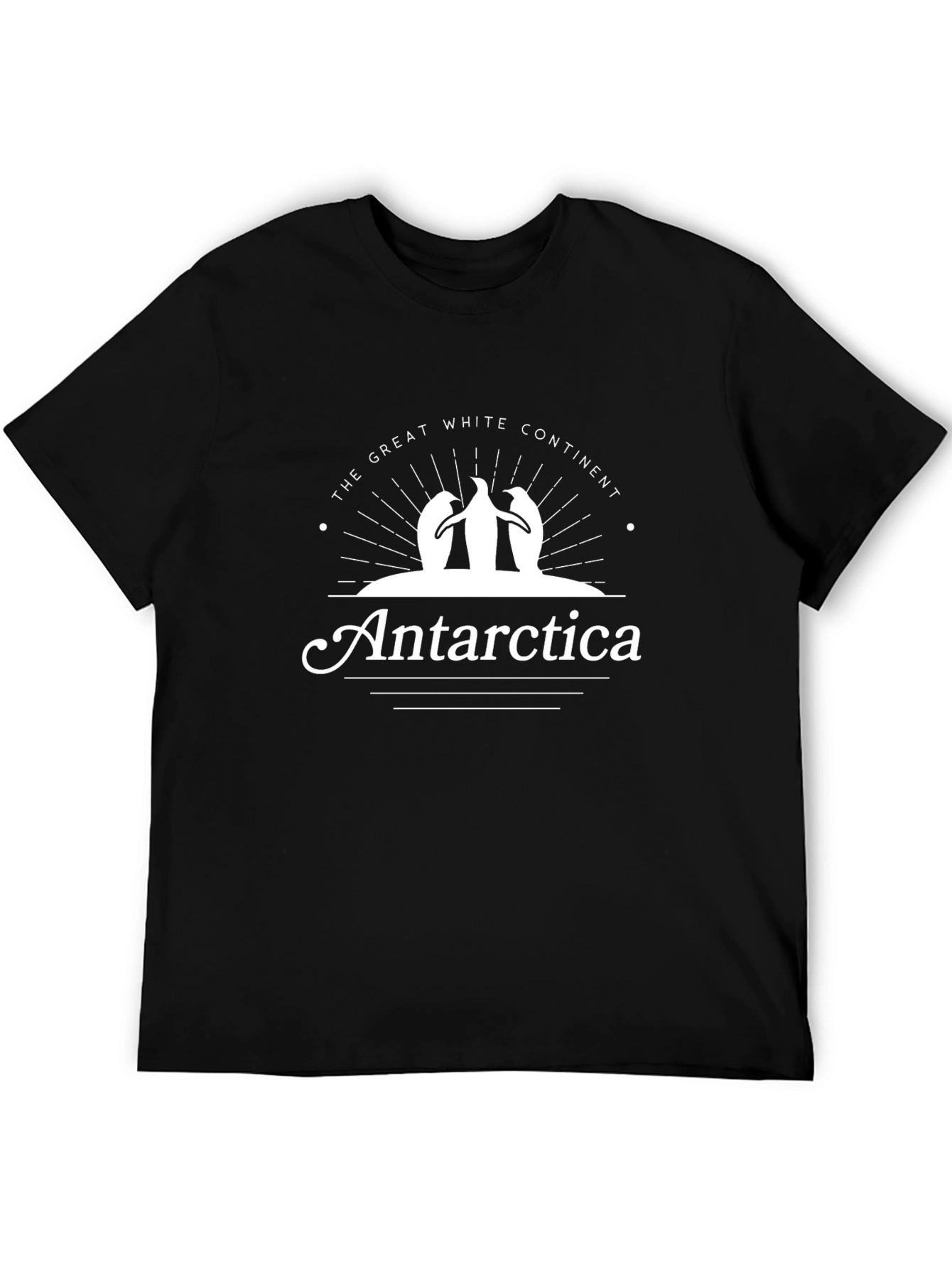 Antarctica Penguin Graphic Print Black T-Shirt