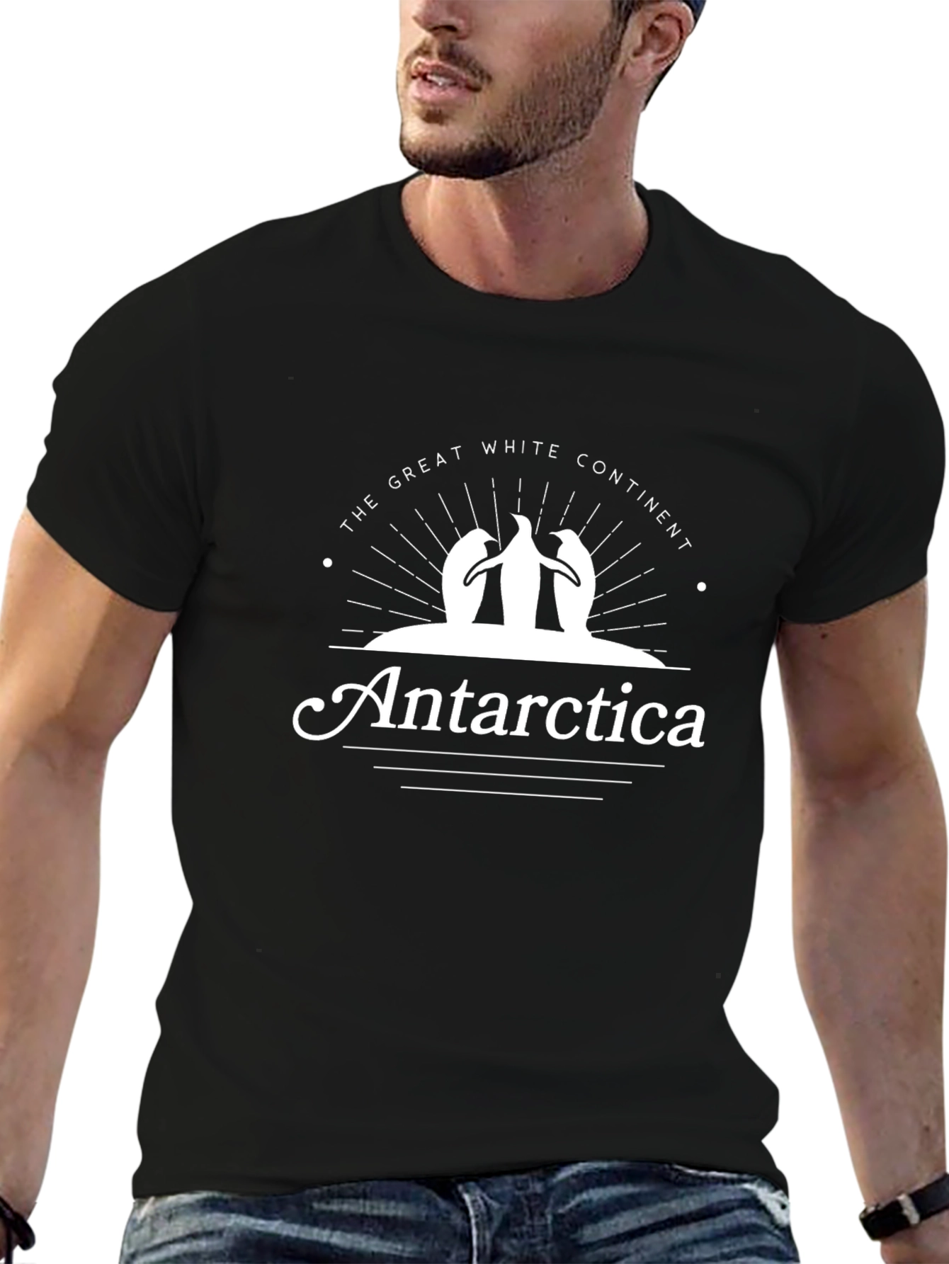 Antarctica Penguin Graphic Print Black T-Shirt