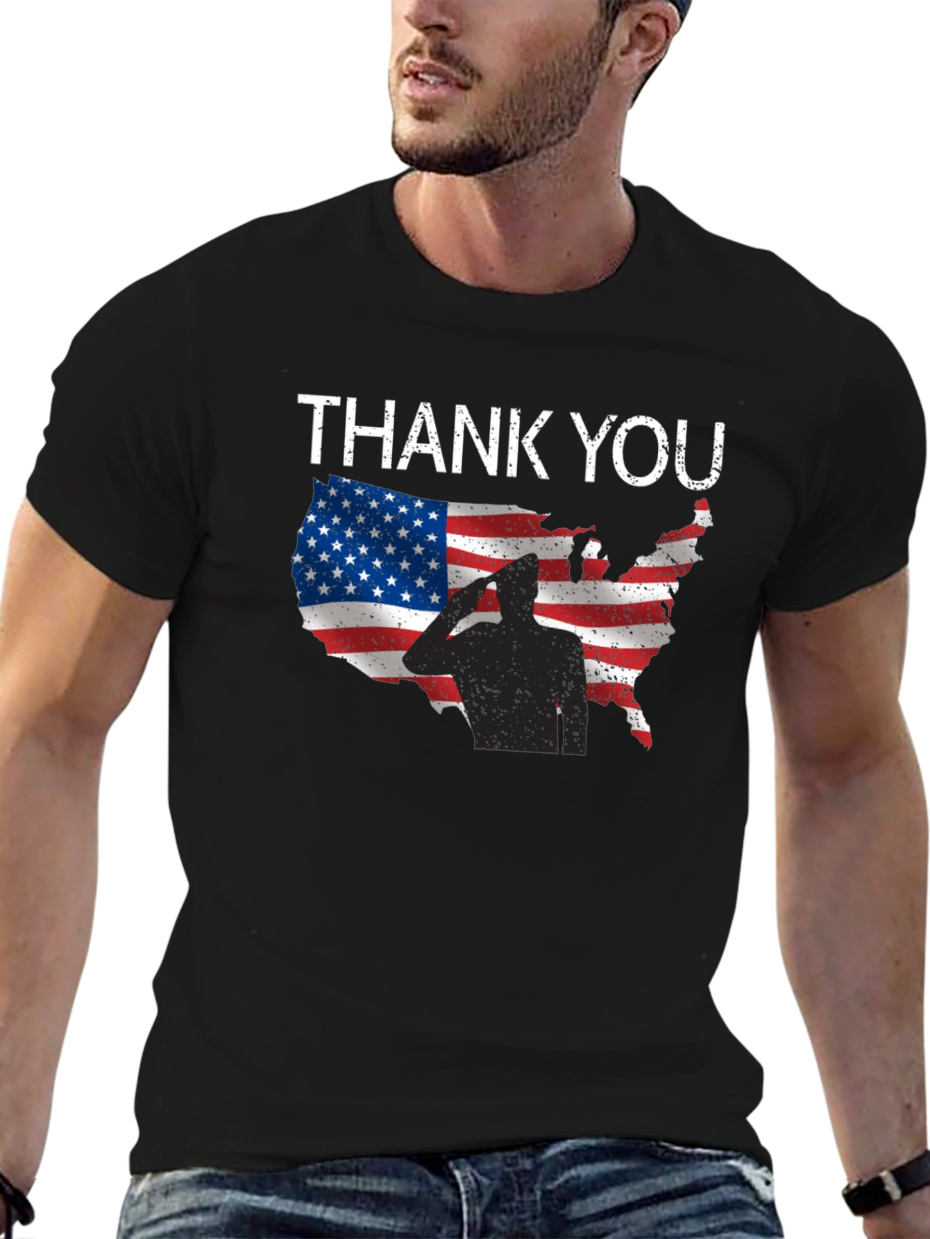 Thank You American Flag Soldier Graphic T-Shirt