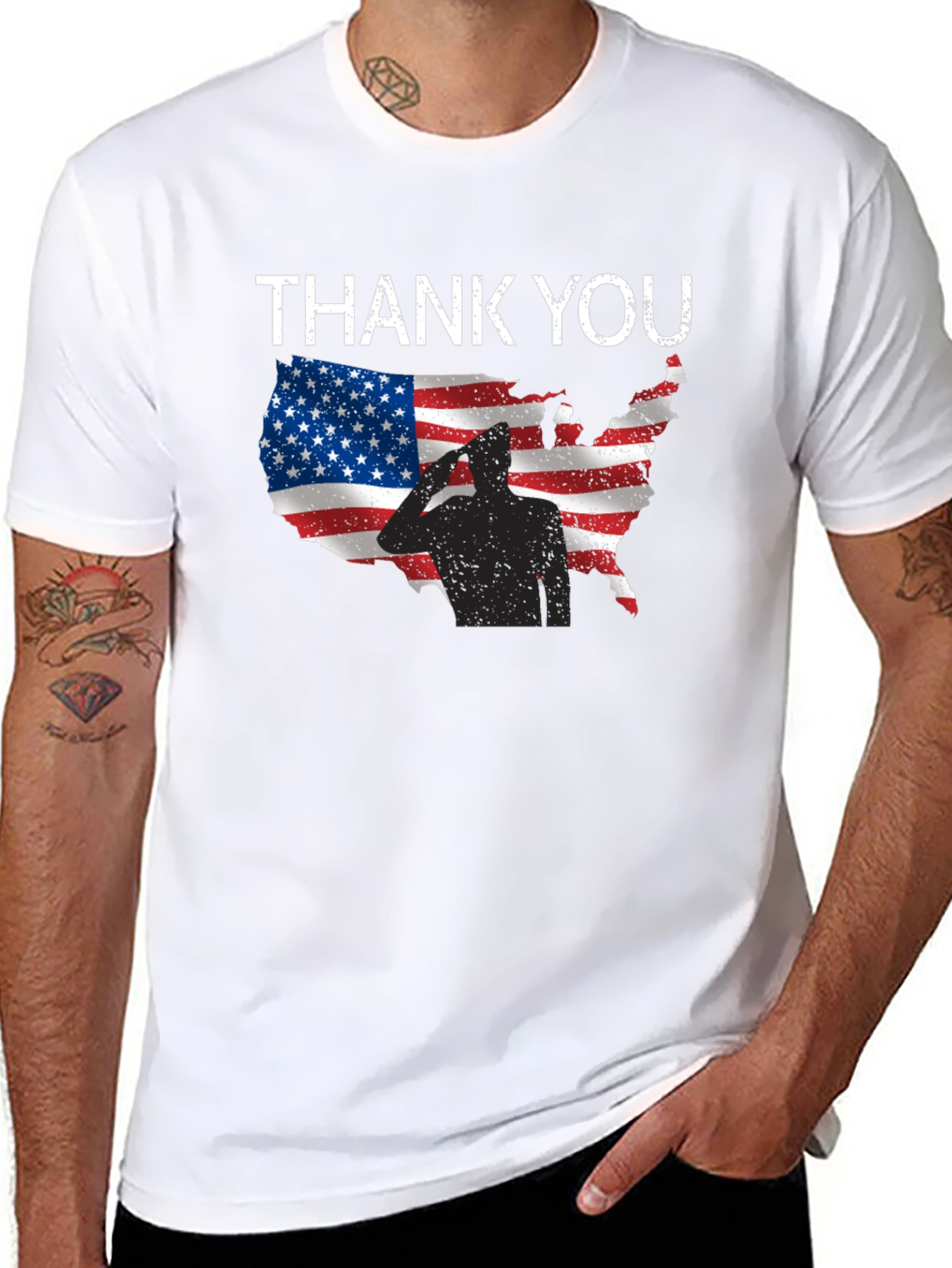 Thank You American Flag Soldier Graphic T-Shirt