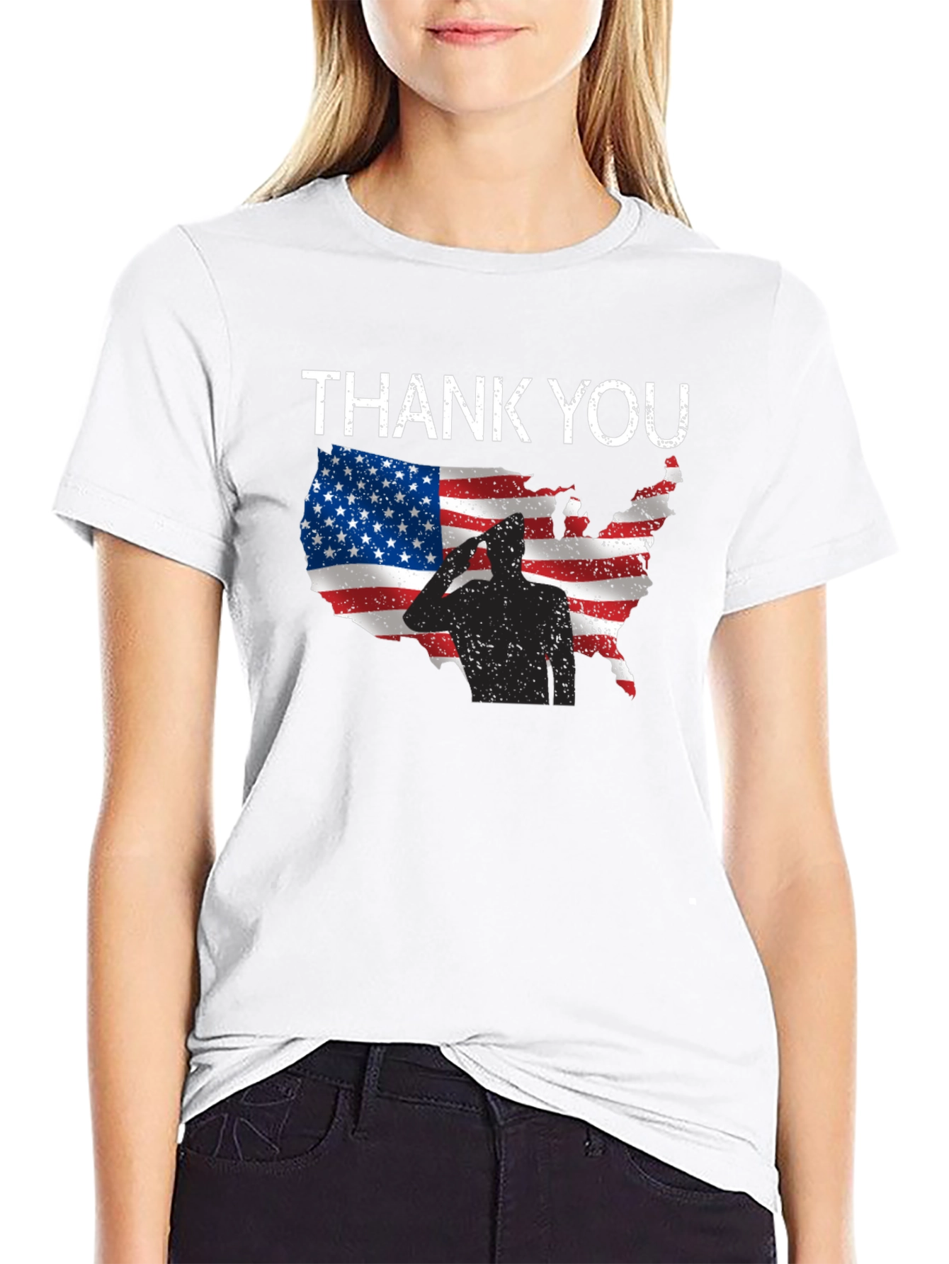 Thank You American Flag Soldier Graphic T-Shirt