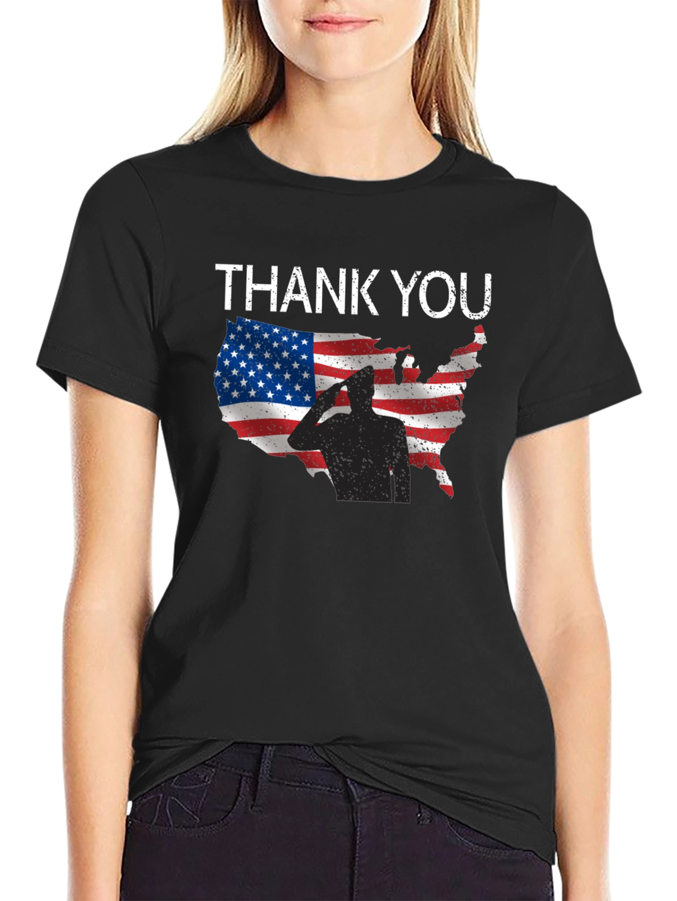 Thank You American Flag Soldier Graphic T-Shirt