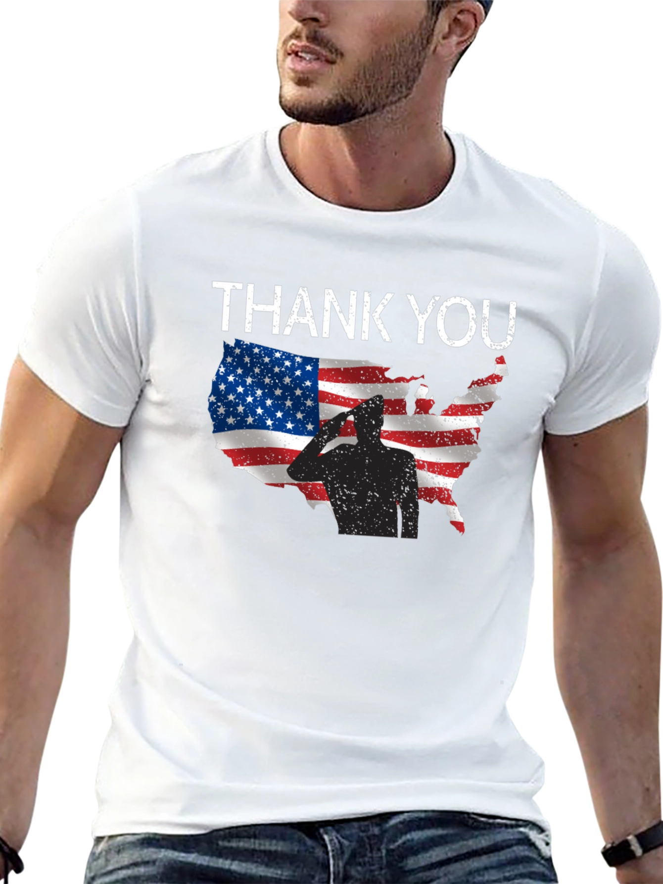 Thank You American Flag Soldier Graphic T-Shirt