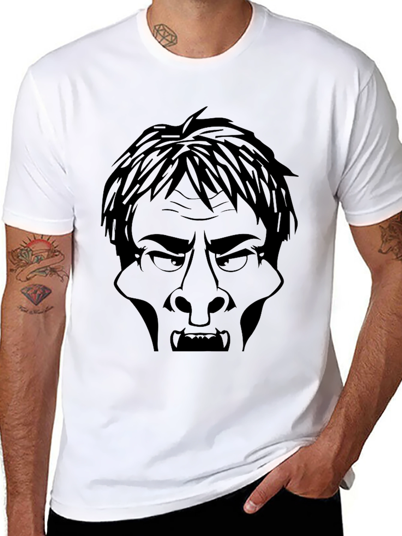 Vampire Face Graphic Tee - Mens Black T-Shirt