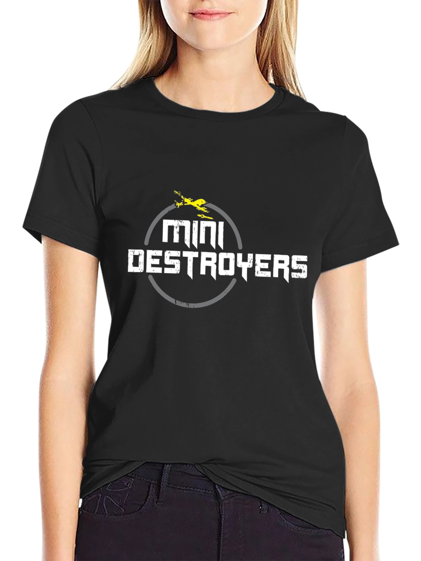 Mini Destroyers Graphic Tee - Black Crewneck T-Shirt