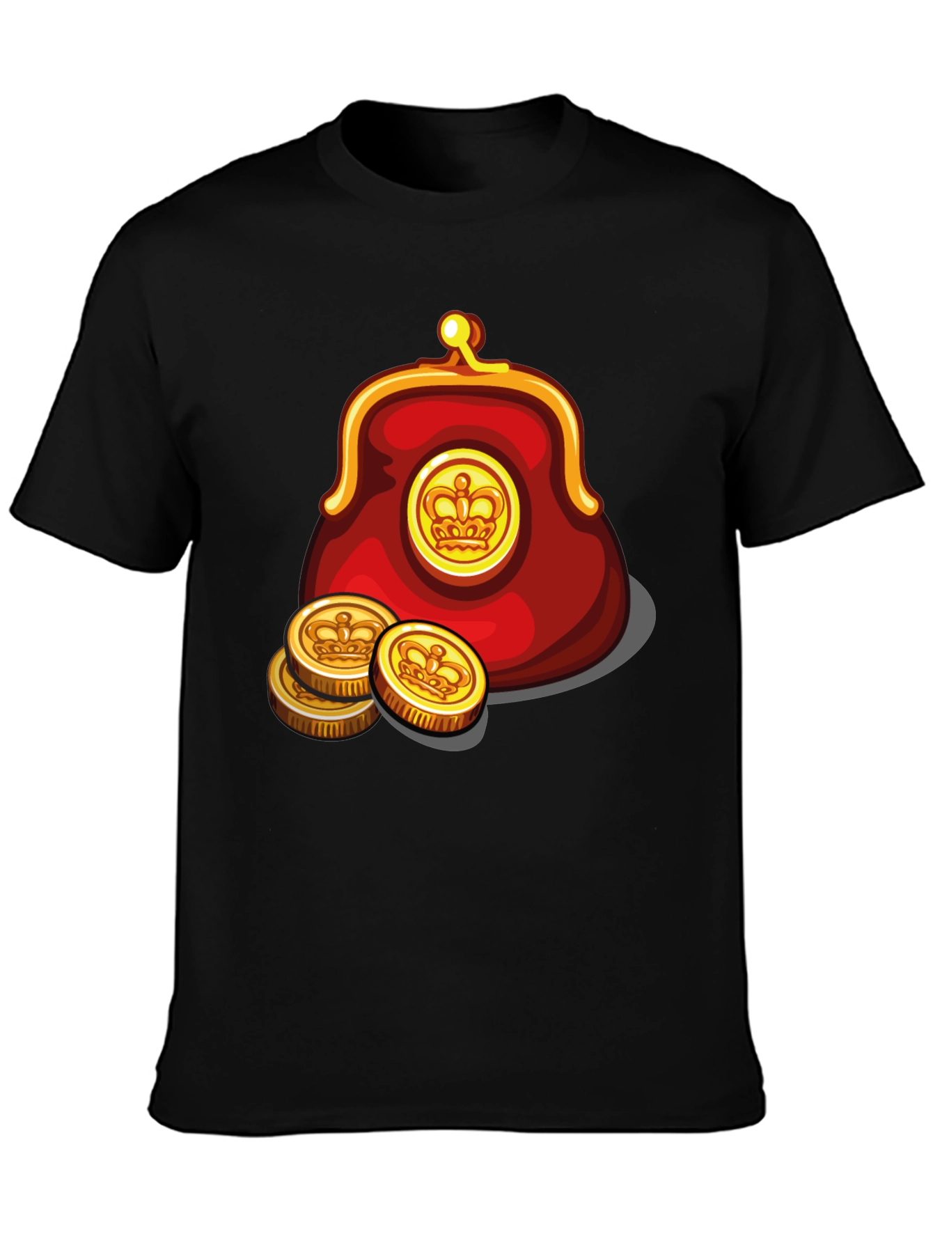 Funny Cartoon Coin Purse Black T-Shirt