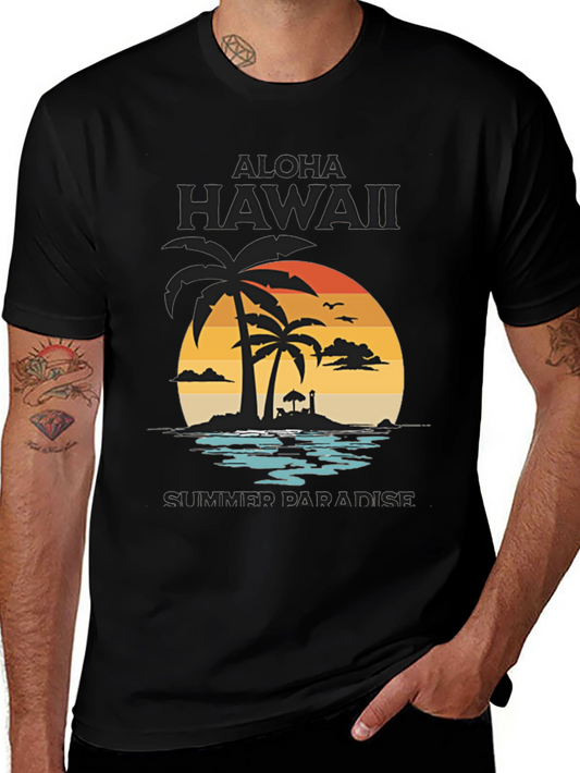 Aloha Hawaii Summer Paradise Black T-Shirt