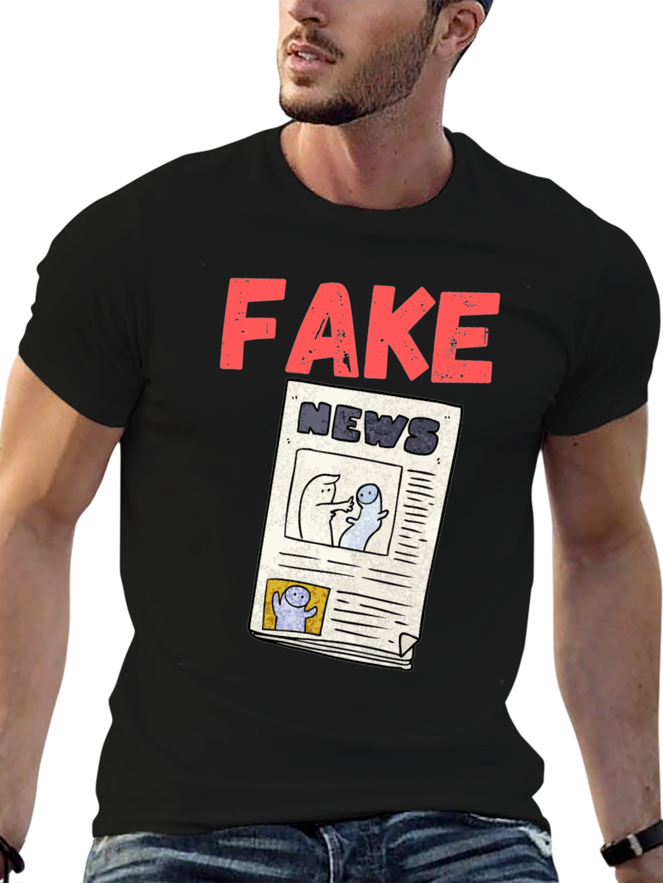 Fake News Graphic Tee - Unisex Black T-Shirt